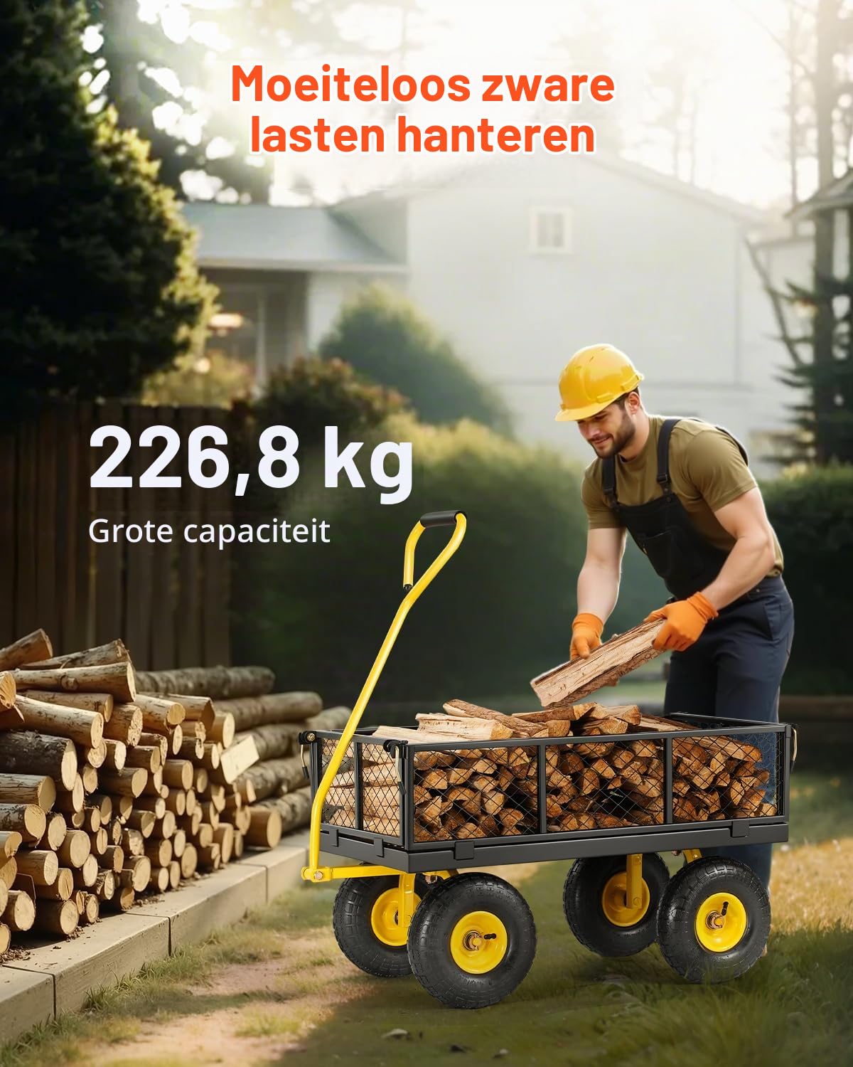 Detalle 2 de VEVOR V500 tuinwagen, 226,80 kg draagvermogen en 25,4 cm banden