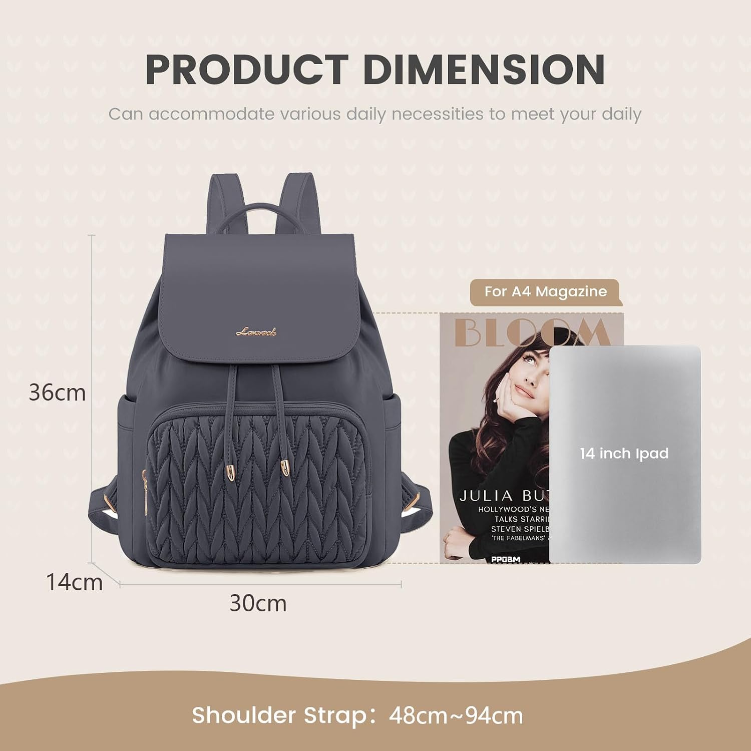 Detalle de LOVEVOOK 14-Inch Small Backpack