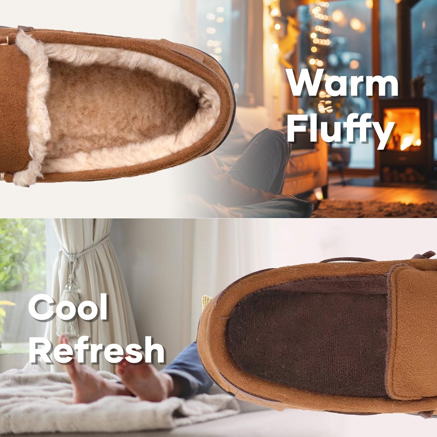 Detalle de Zigzagger Men's Moccasin Slippers with Hard Soles