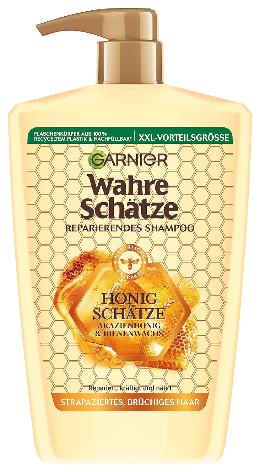 Detalle 2 de Garnier Wahre Schätze reparierendes Honig-Schampoo XXL (1.000 ml, Packung mit 3)