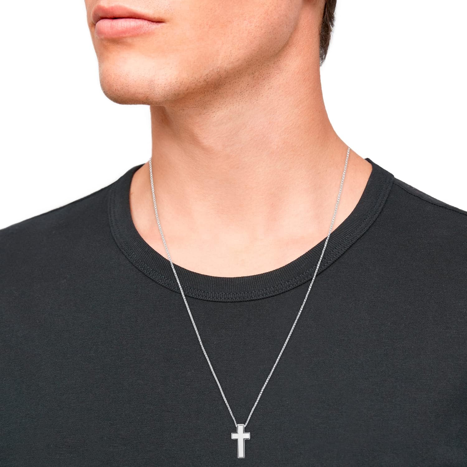 Thumbnail 3 de s.Oliver Herren-Kette mit Anhänger aus Edelstahl, Kreuz (55+5 cm, Silber) in Schmuck-Geschenkbox – 2035529