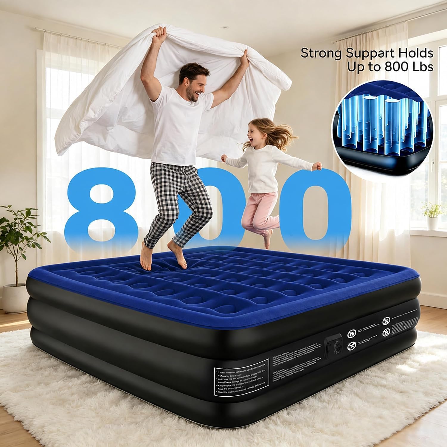 Detalle de Maeytau AIRM-Queen Queen Air Mattress, 18-Inch Raised with Built-In Pump