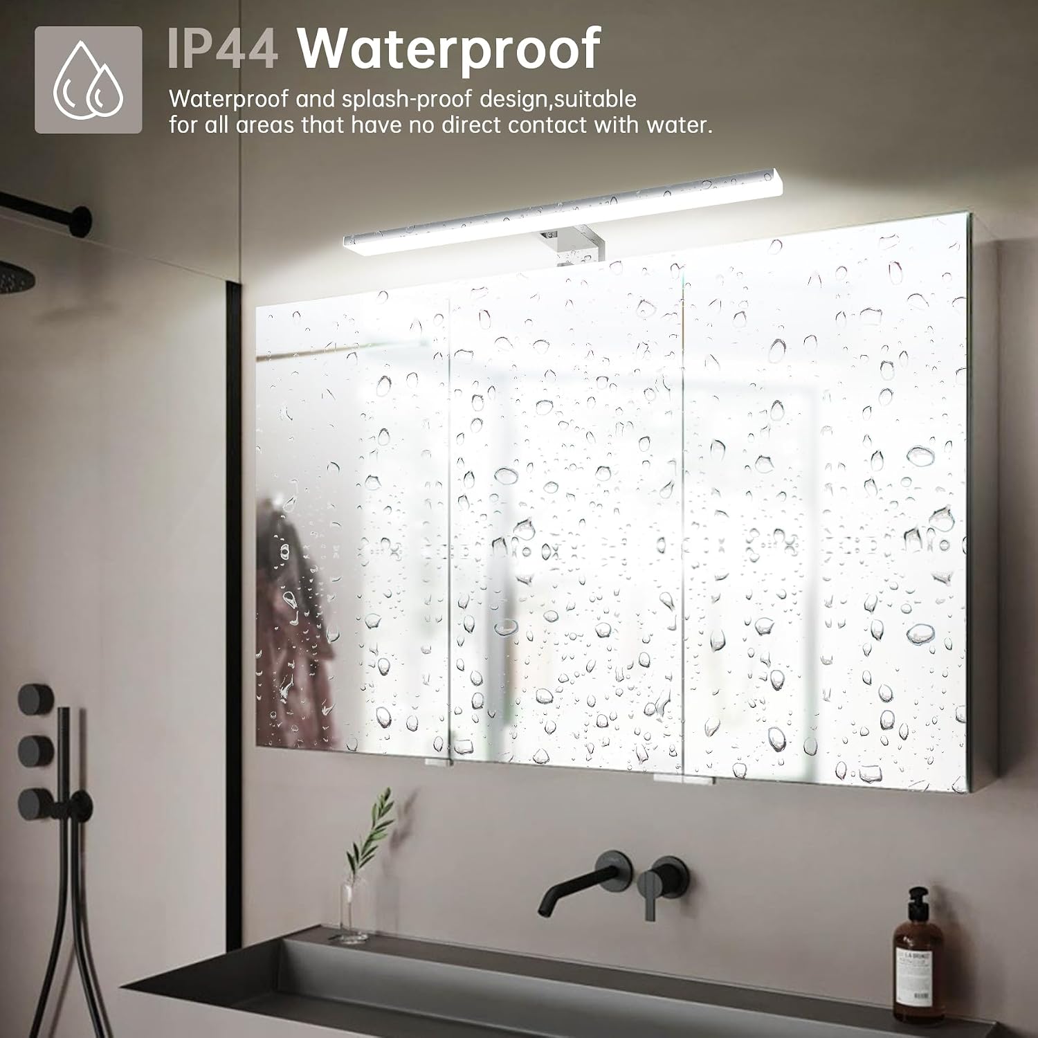 Thumbnail 4 de Azhien LED Badezimmer Spiegelleuchte 40 cm 10W Neutralweiß 4000K – 820 lm, Stecker, 3-in-1 Montage
