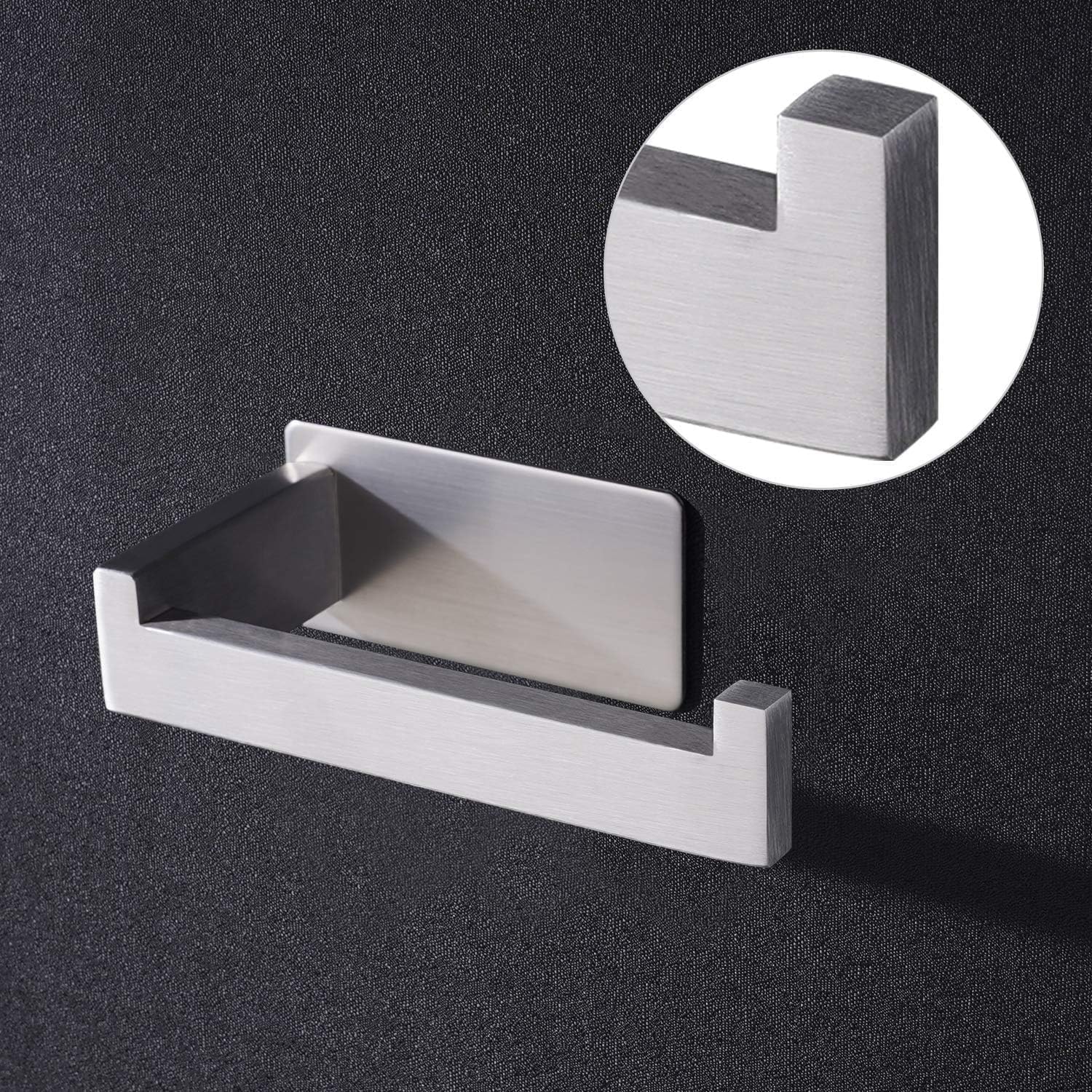 Thumbnail 3 de Aikzik Wall Mounted Toilet Roll Holder with Self Adhesive Backing (Premium 304 Stainless Steel) + 2 Adhesive Hooks