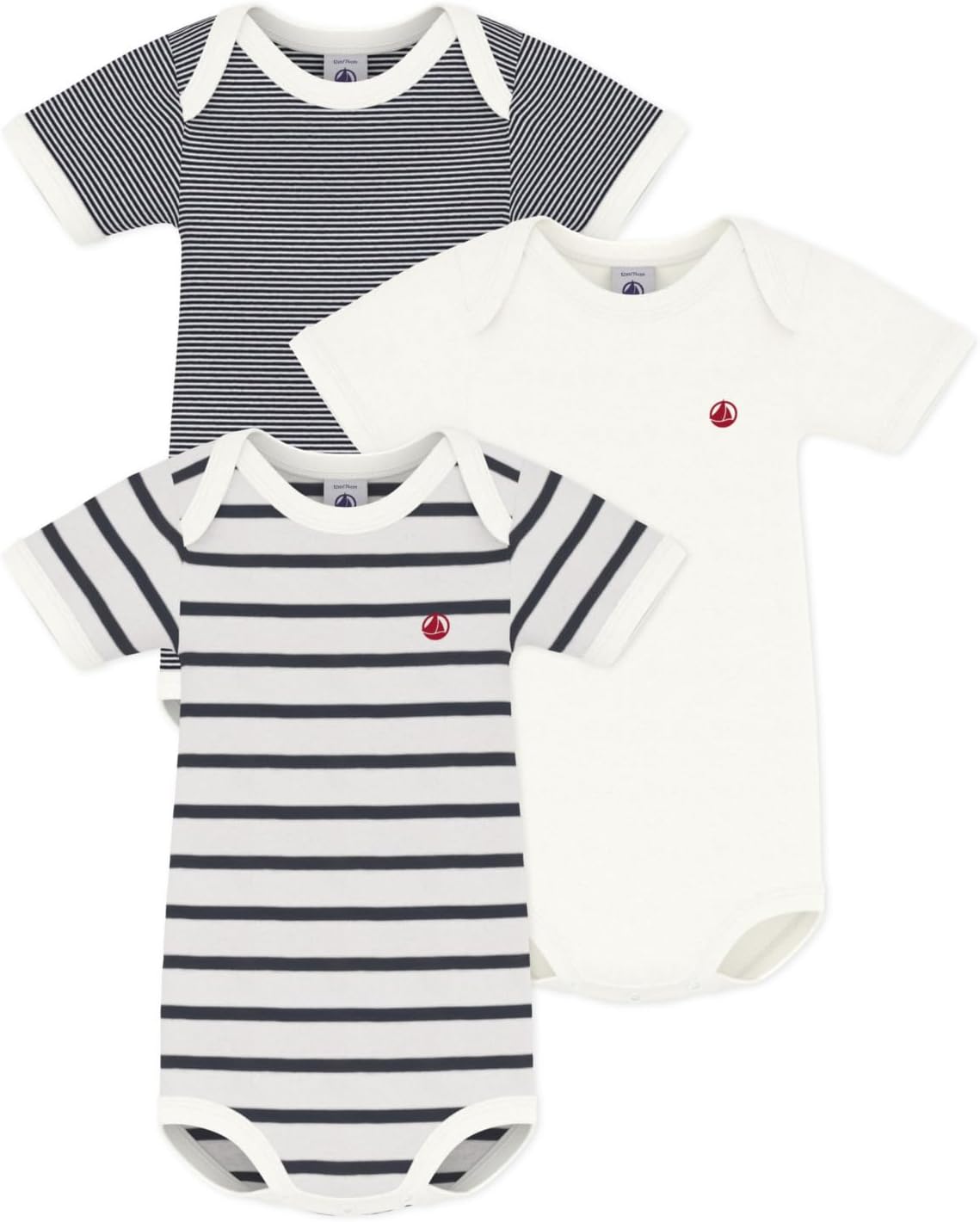 Thumbnail 4 de Petit Bateau Unisex Baby striped short-sleeve body (pack of 3) in organic cotton
