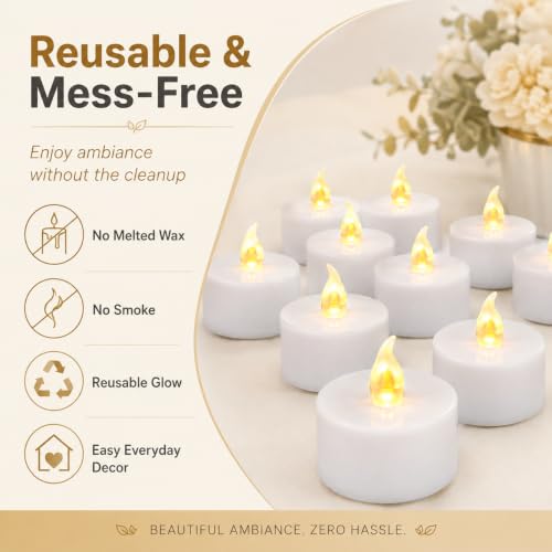Thumbnail 7 de Bougies chauffe-plat LED Kawaology, 24 paquets – ambiance sans flamme et sécurité pour fêtes et célébrations