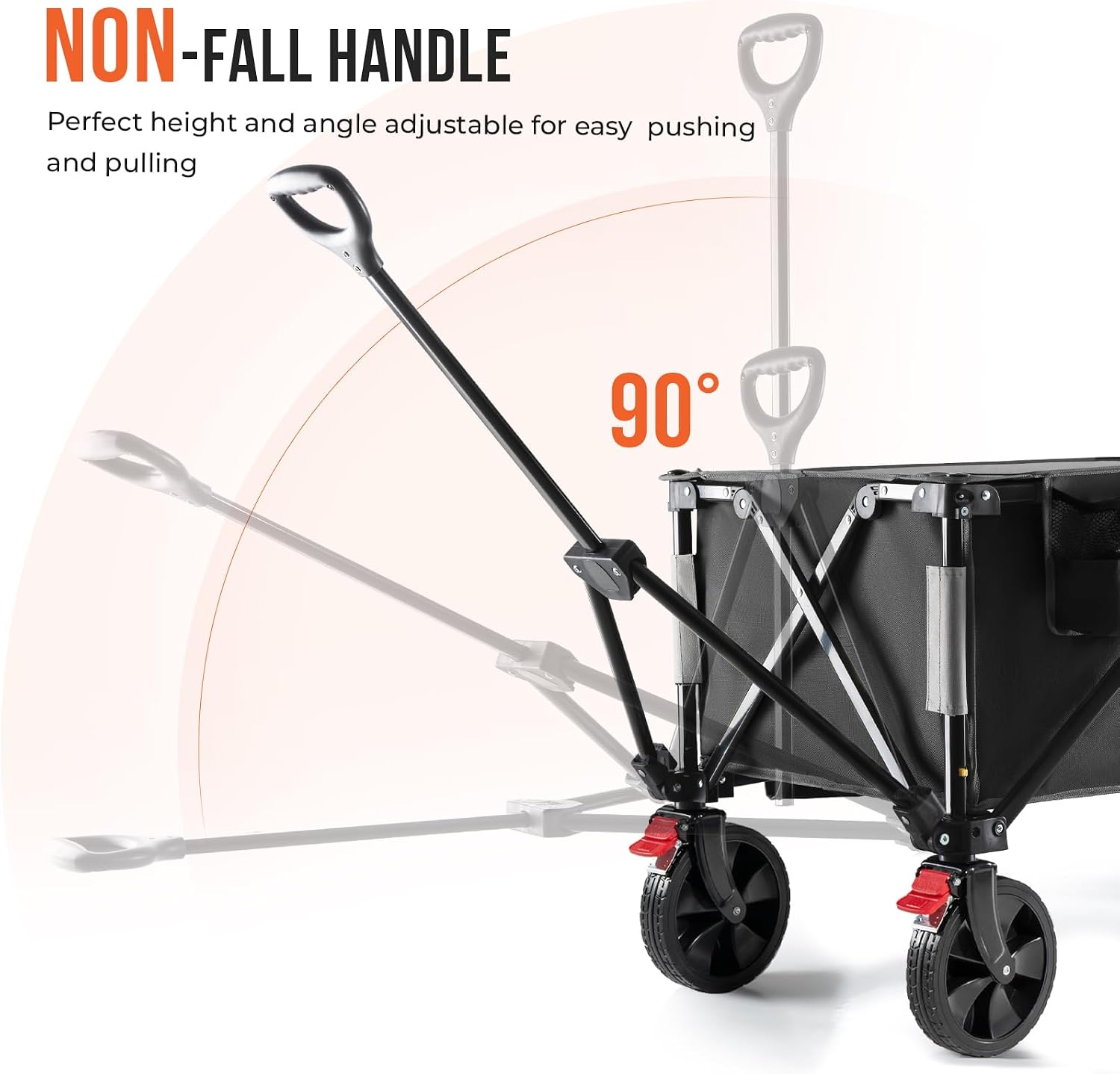 Detalle 2 de OVERMONT OM-NWC-01 150 L Folding Wagon Cart, 330 lb Capacity, Side Storage