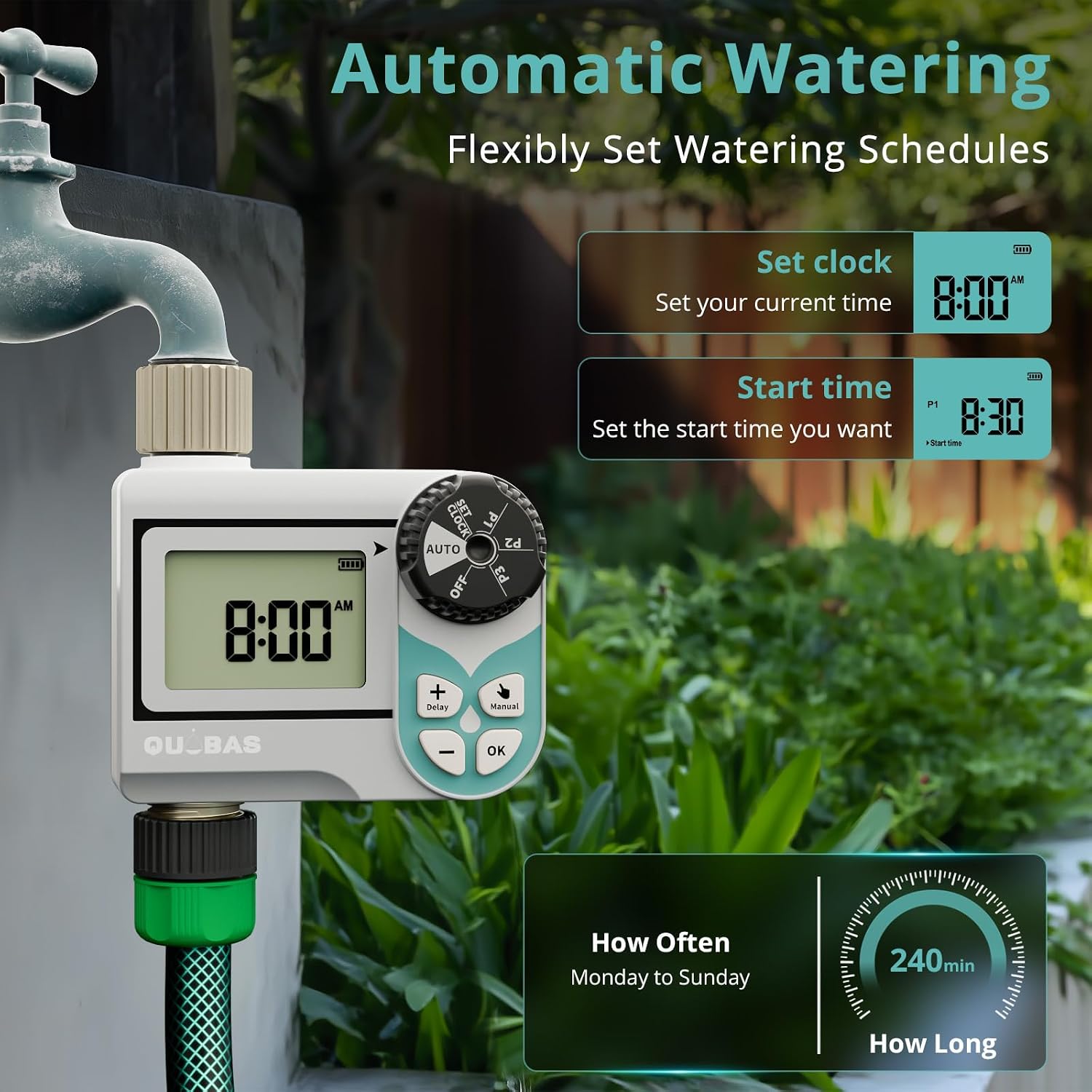Thumbnail 3 de QUOBAS WT41W Low-Pressure Water Timer with Brass Inlet and Outlet
