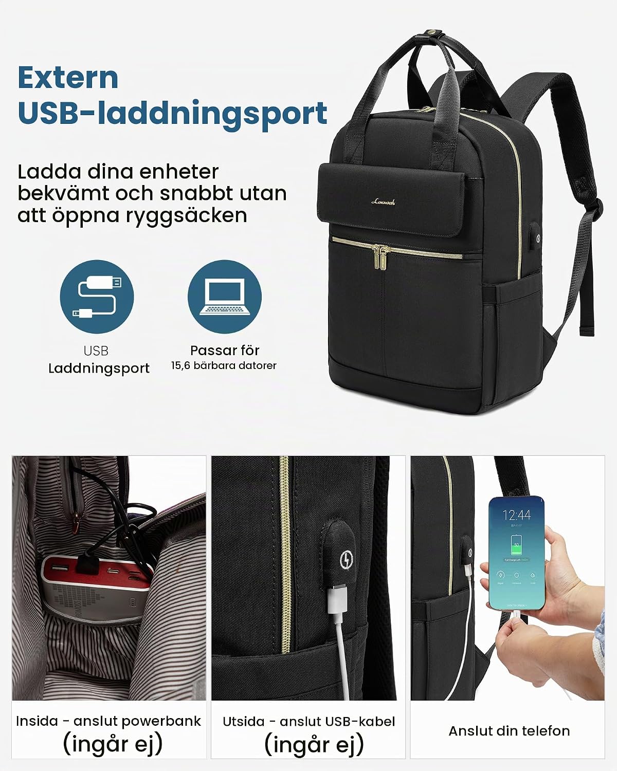 Thumbnail 5 de LOVEVOOK laptopryggsäck och handväska för kvinnor för arbete
