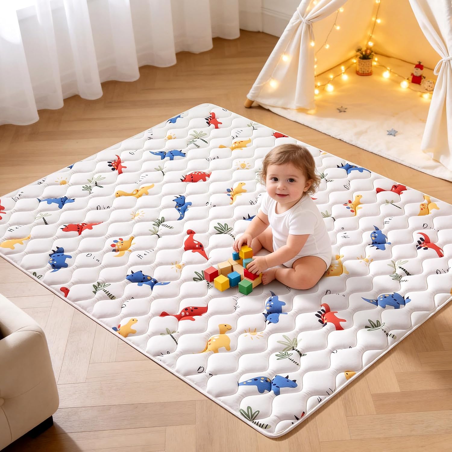 Detalle de VIVIDVIBEBEARPAS 50" x 50" Foldable Baby Play Mat, Foam, Washable, Non-Slip