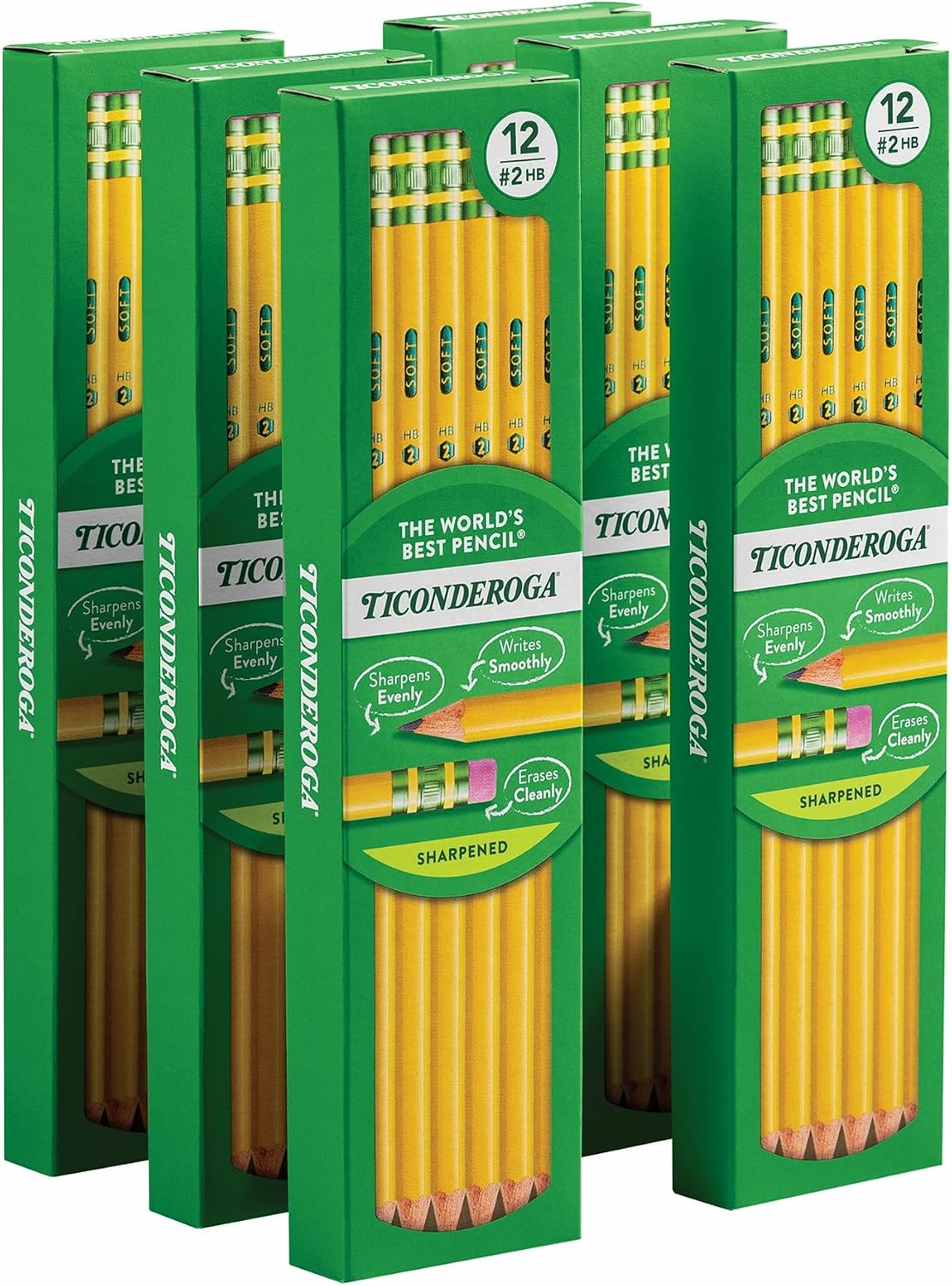 Detalle 2 de Ticonderoga Wood-Cased Pencils, Pre-Sharpened, 2 HB Soft, Yellow, 72 Count