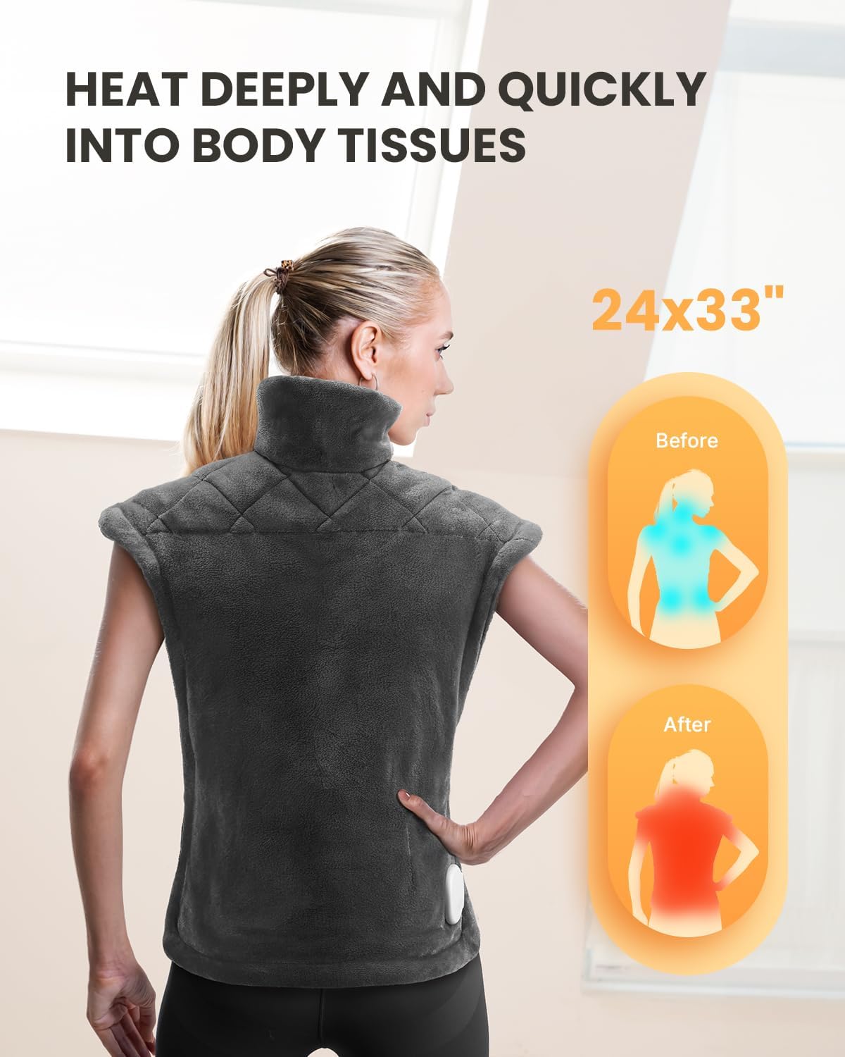 Detalle de iDOO I-HAP04 Weighted Electric Heating Pad, 24" x 33", 6 Heat Levels