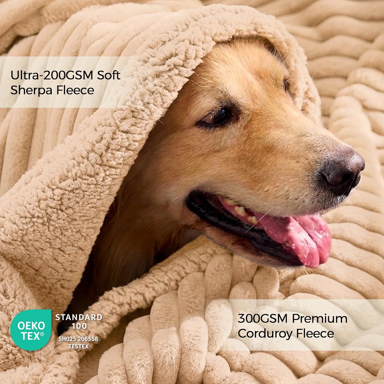 Detalle de Krifey Twin(60x80")-1pc Waterproof Dog Blanket, Reversible Sherpa & Corduroy