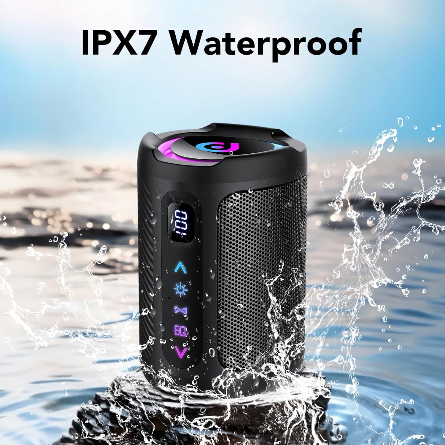 Thumbnail 6 de Altavoz Bluetooth portátil aowoka con LED RGB, pantalla digital Smart EQ y Bluetooth 5.4