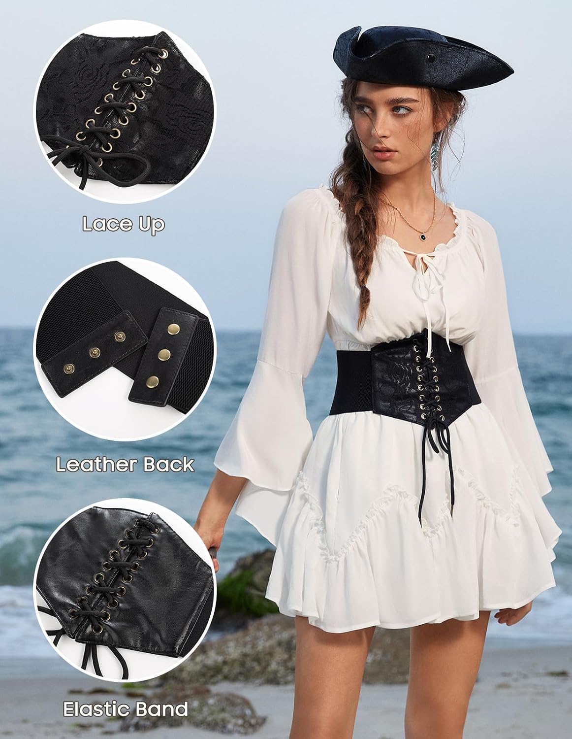 Detalle 2 de Scarlet Darkness Corset Belt, Faux Leather