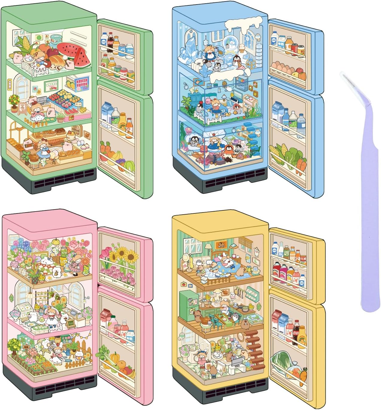 Thumbnail 6 de Girls 3D Miniature Scene Stickers 4 Sets 🧩