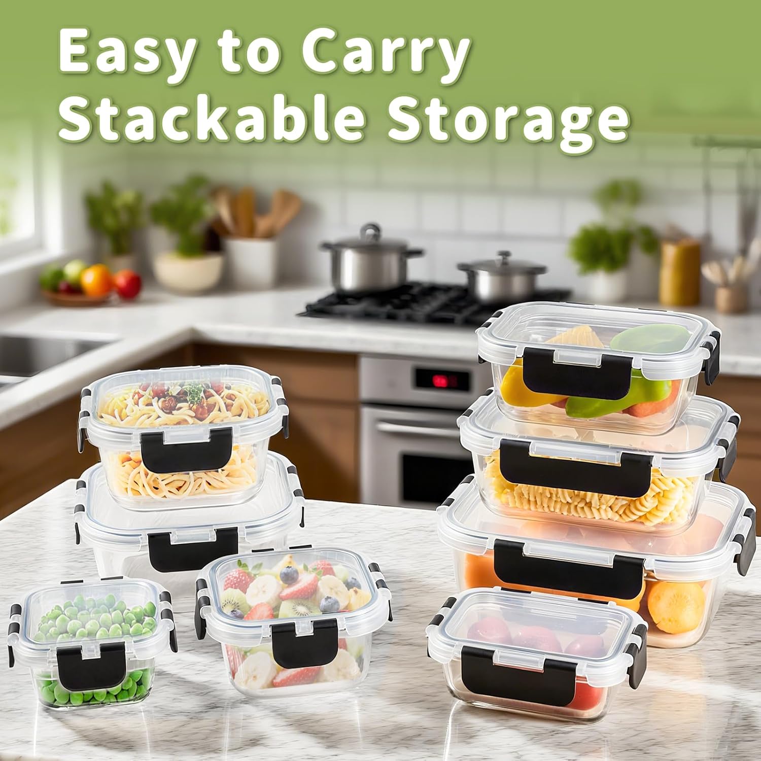 Detalle de Borosilicate Glass Meal Prep Containers 8-pack 🍱