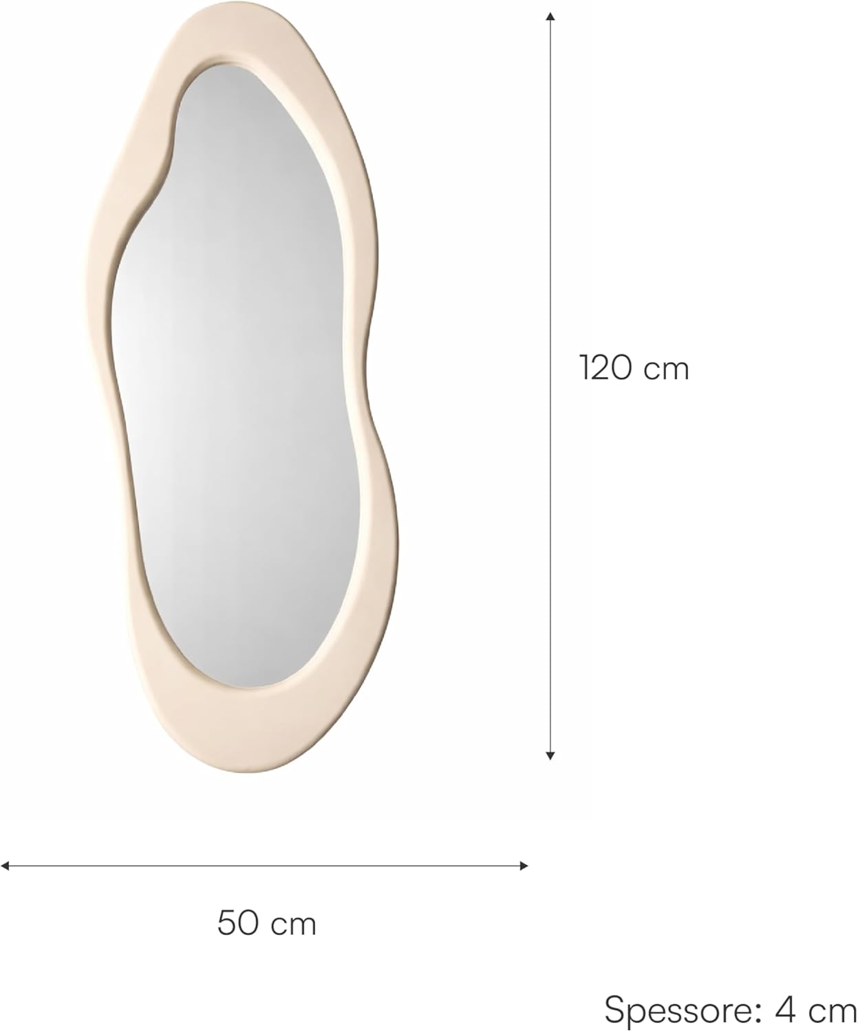 Thumbnail 2 de Baroni Home Specchio da Parete Bianco Design con Cornice Ondulata in Plastica – 50x120 cm