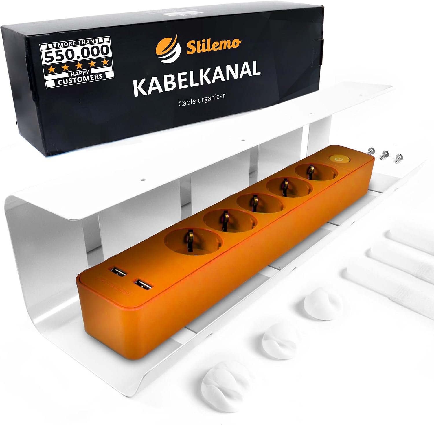 Detalle de Stilemo Kabelkanal Schreibtisch 43x12x10 cm Kabelmanagement