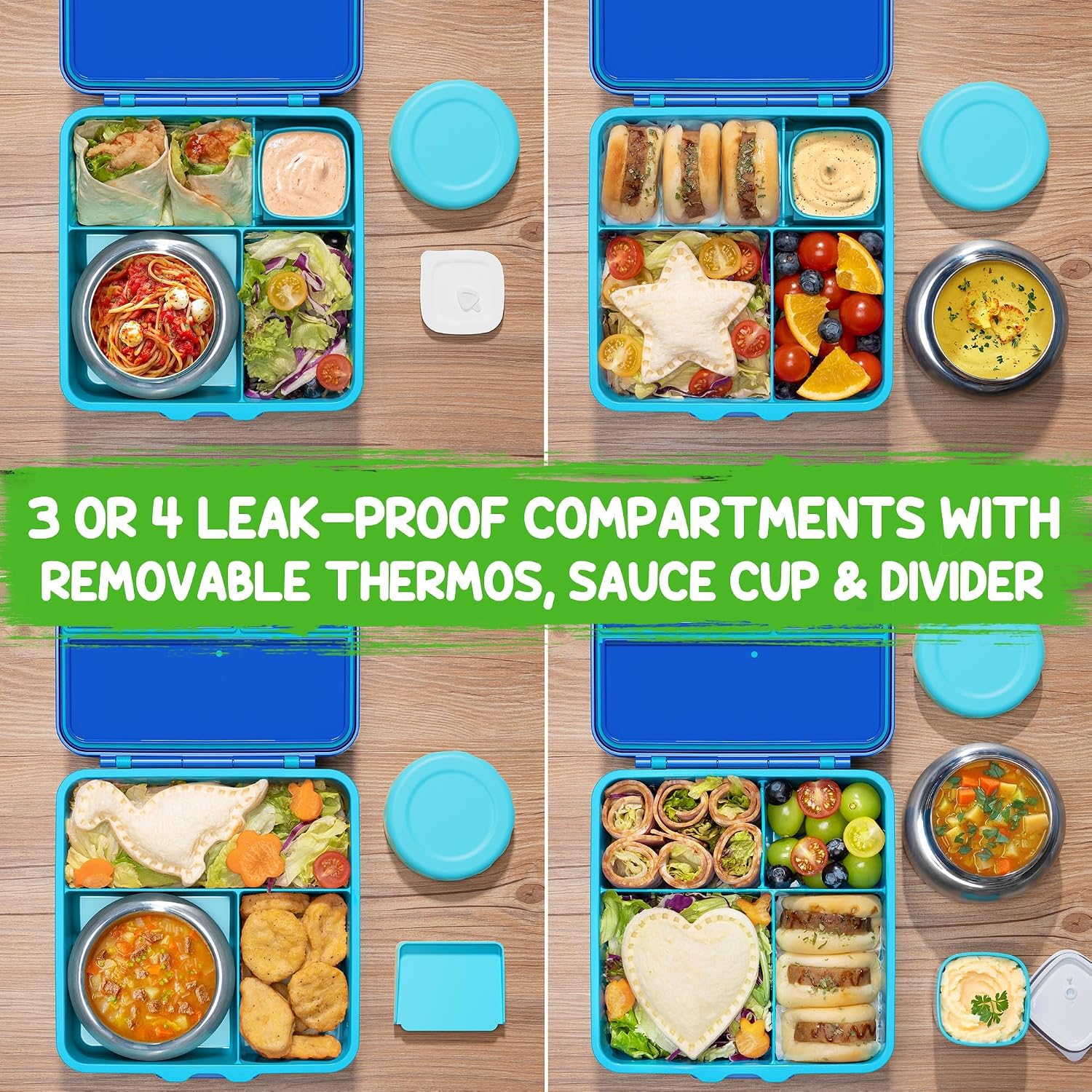 Thumbnail 3 de Fimibuke Bento Lunch Box for Kids & Adults, 60 OZ with Leakproof 8 OZ Insulated Jar