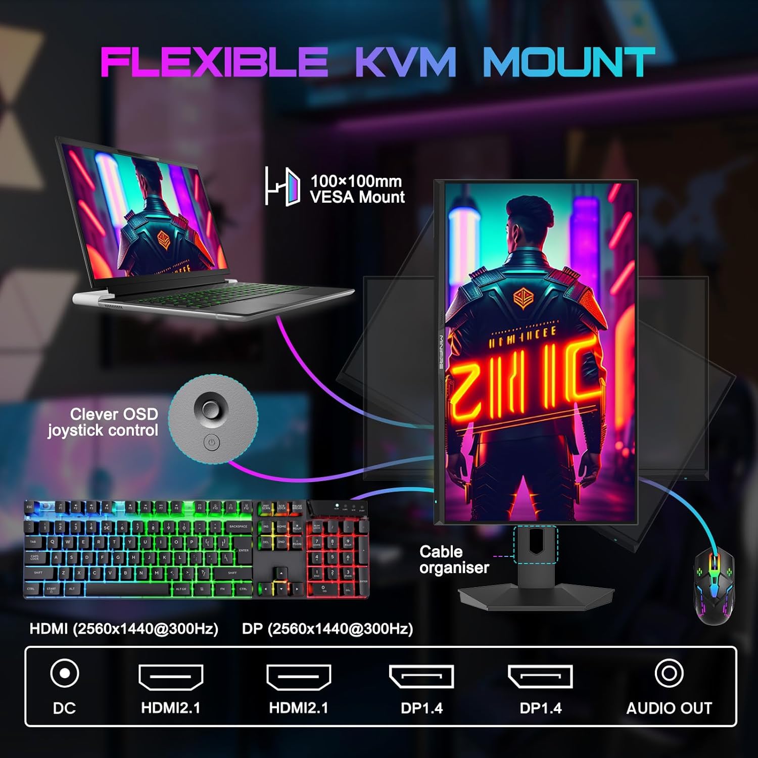 Thumbnail 6 de Minifire 27" 2K WQHD 300Hz IPS Gaming Monitor (MFG27F6Pro) with Adjustable Stand