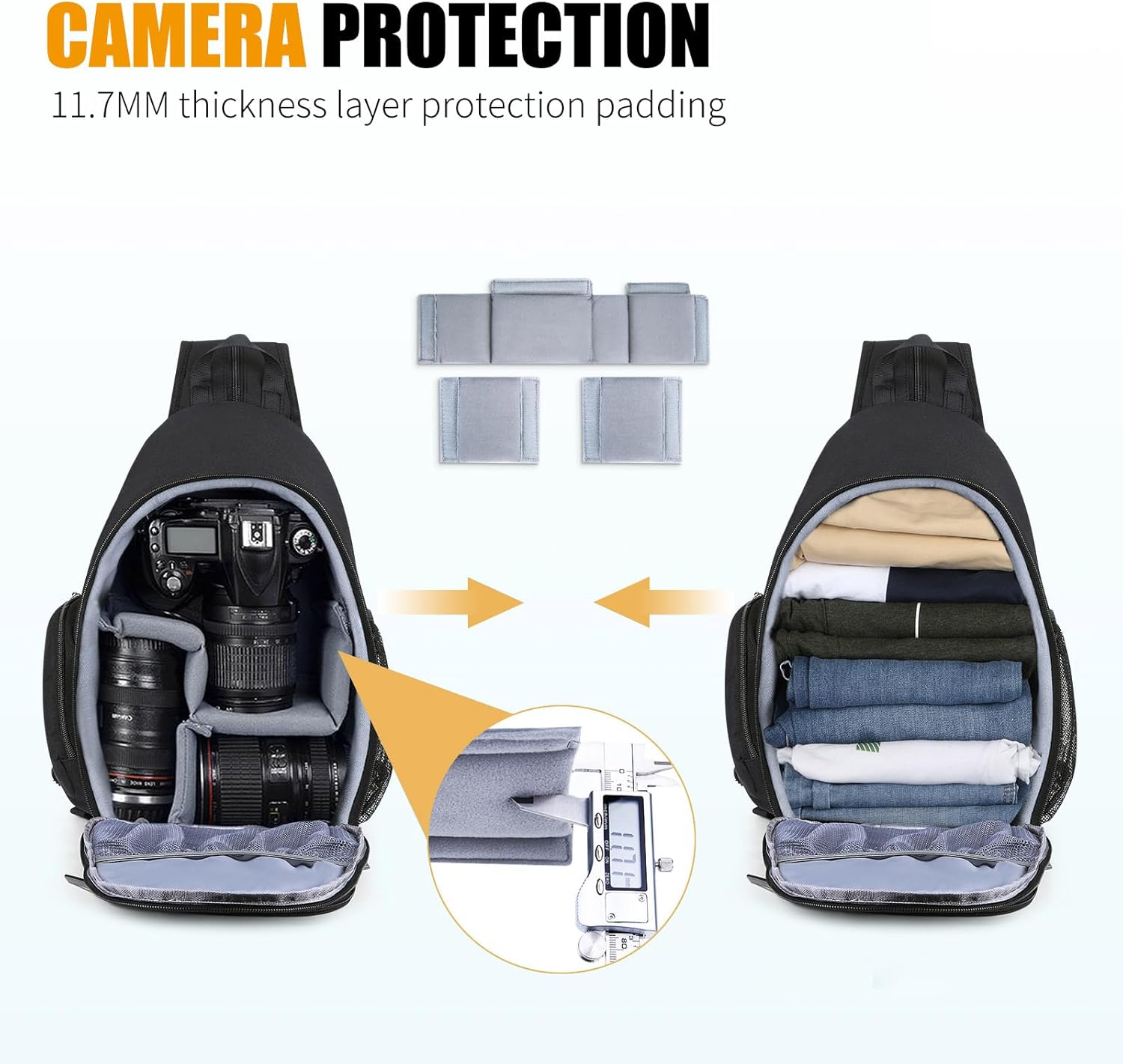 Thumbnail 1 de BAIGIO Multifunktionaler Kamerarucksack (2‑in‑1) für DSLR mit wasserabweisendem Nylon, abnehmbarer Polsterung