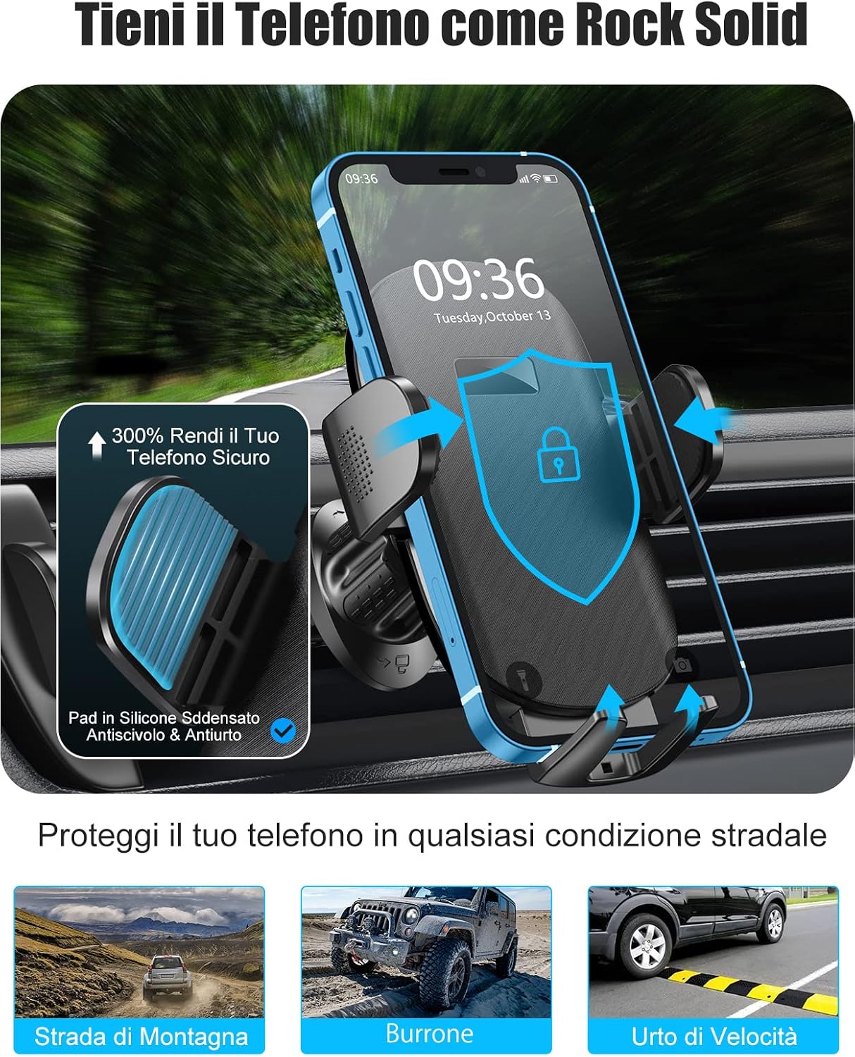 Thumbnail 1 de Glangeh Porta Cellulare Auto 360° – Gancio Aggiornato per Bocchette d'Aria (4"–7"): Compatibile con iPhone 17/16/15 e altri