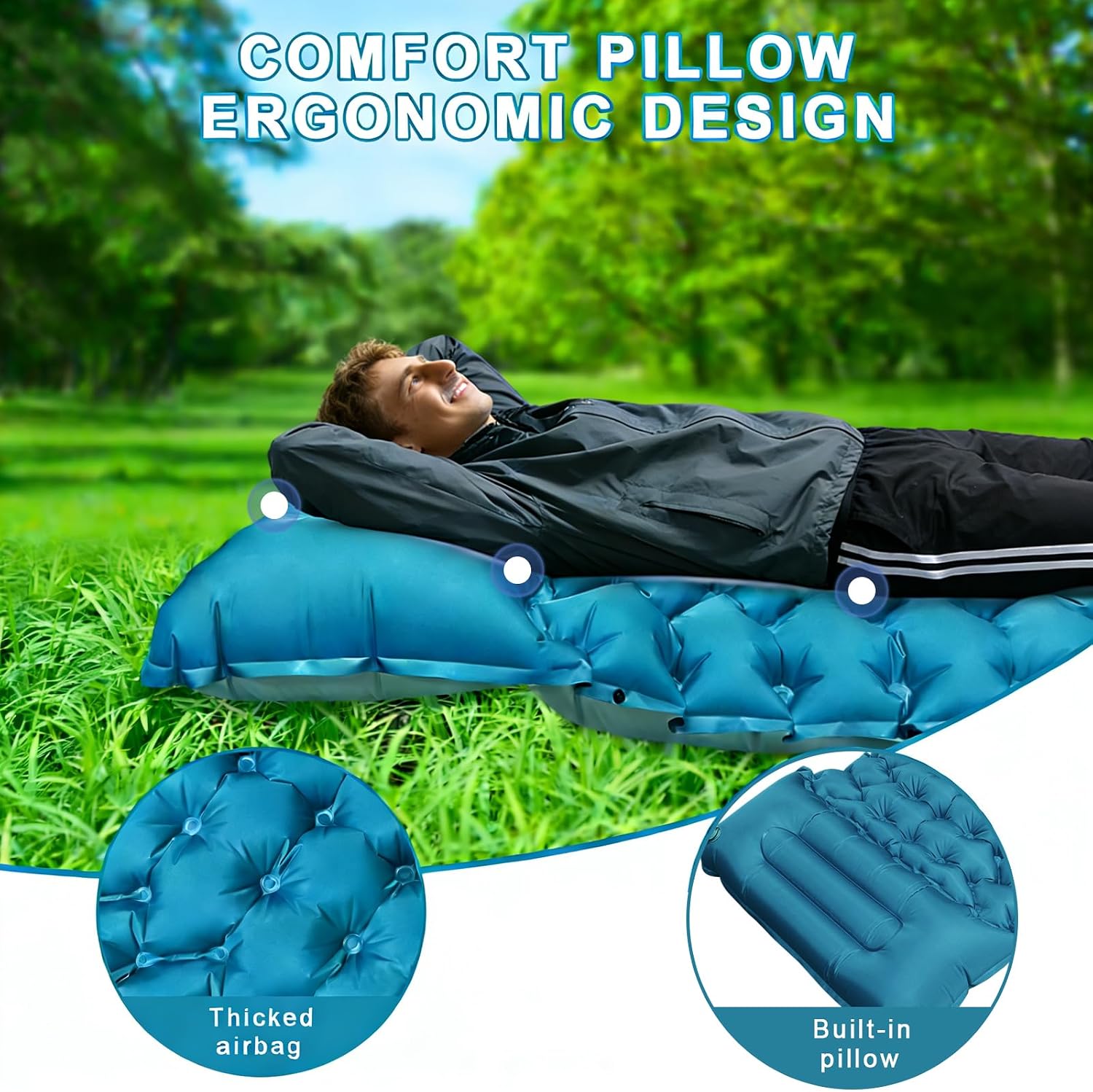 Detalle de Xndryan Camping Mat Inflatable Mattress with Built-in Foot Pump