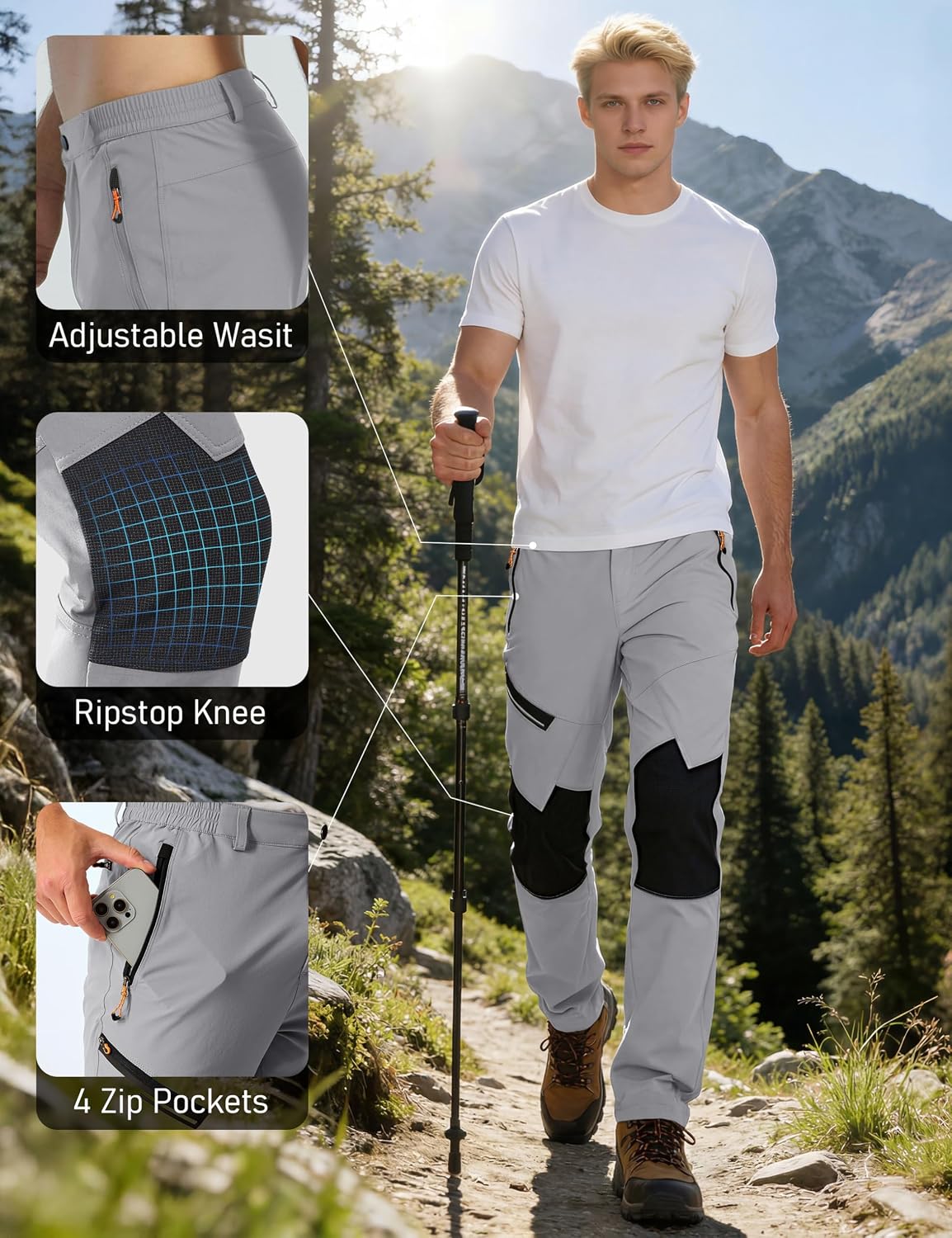 Detalle 2 de MAGCOMSEN MCS966-110 Men's Fleece-Lined Winter Pants, Water-Resistant, 4 Zip Pockets