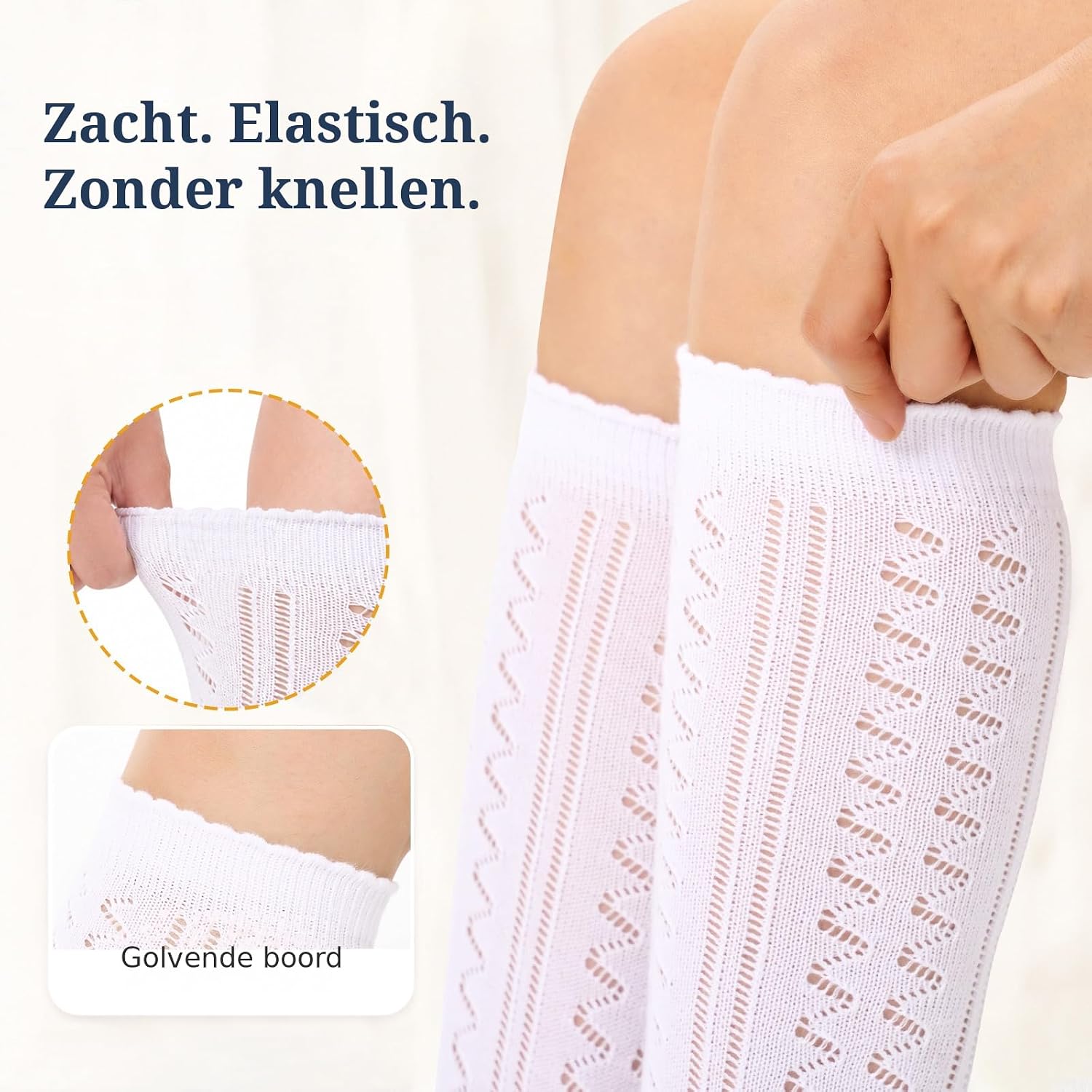 Detalle 2 de EconioSocken Dirndlsokken voor dames, 80% katoen, wit, EU 35-42