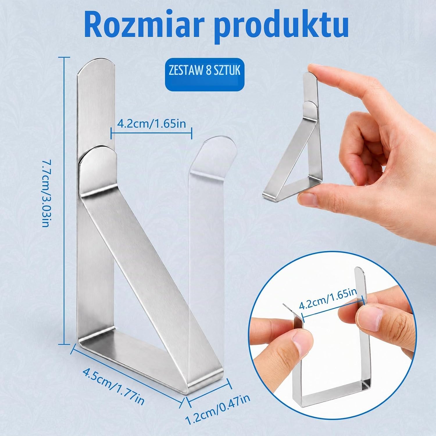 Thumbnail 1 de Amlif 011216 metalowe klamry do obrusów ze stali nierdzewnej 430, srebrne