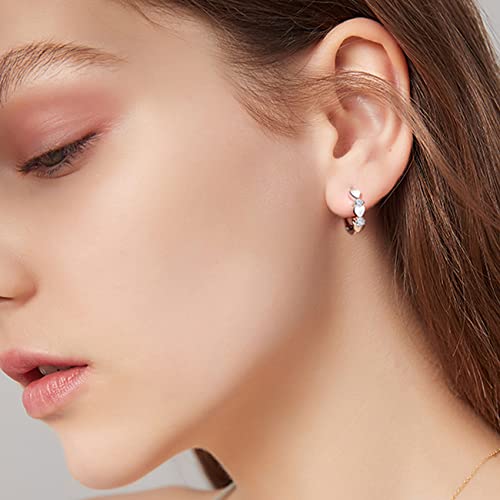 Detalle de PABBEU 3 Pairs Sterling Silver Hoop Earrings Hypoallergenic Huggie Sleeper Earrings