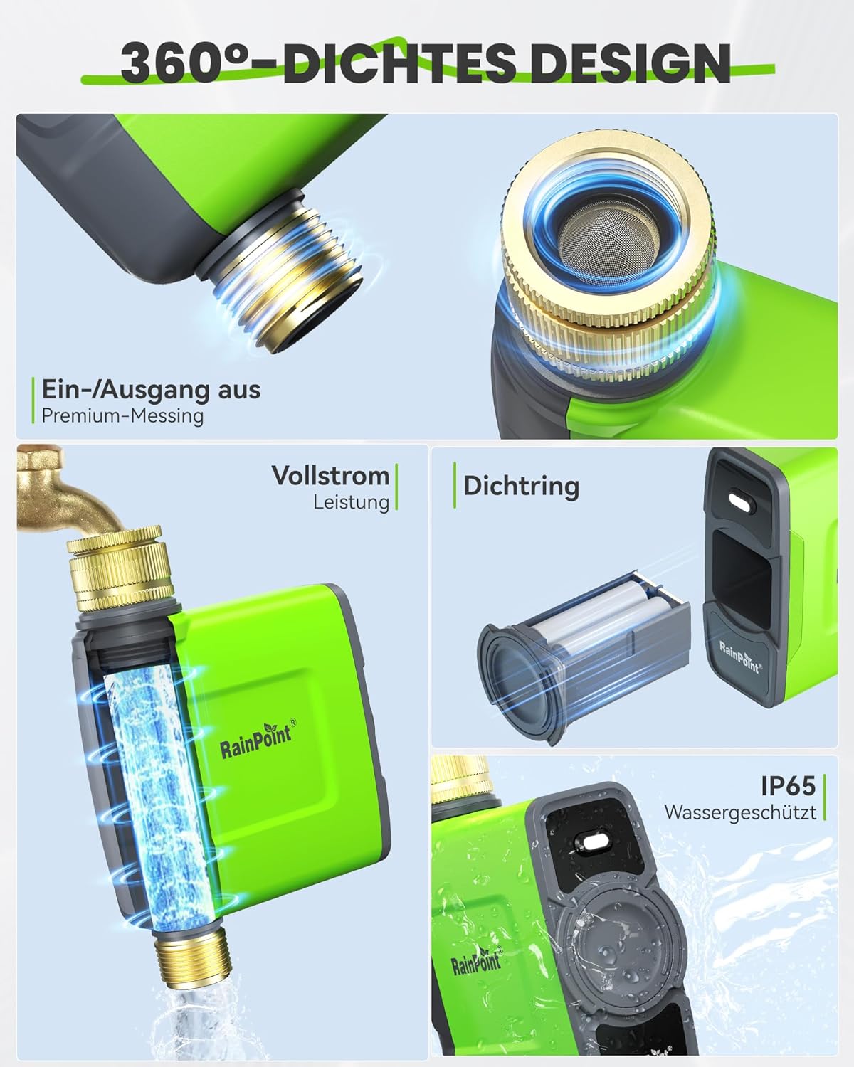 Thumbnail 5 de RAINPOINT Bewässerungscomputer WLAN mit Messing-Ein- und Ausgang – automatisierte, wetterbasierte Gartenbewässerung