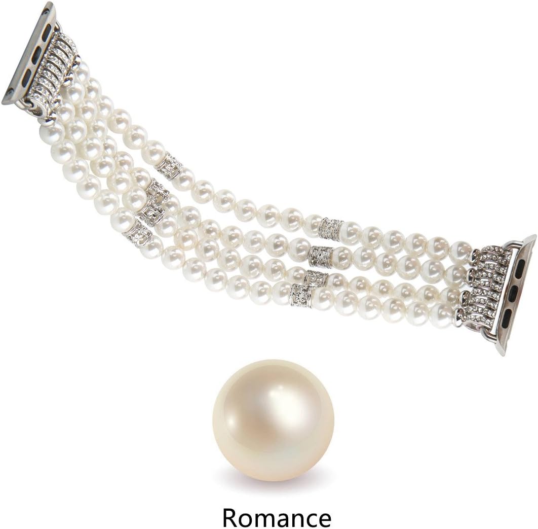 Thumbnail 6 de GEMEK Pearl Beaded Elastic Watch Strap for Apple Watch (42–49mm) – White