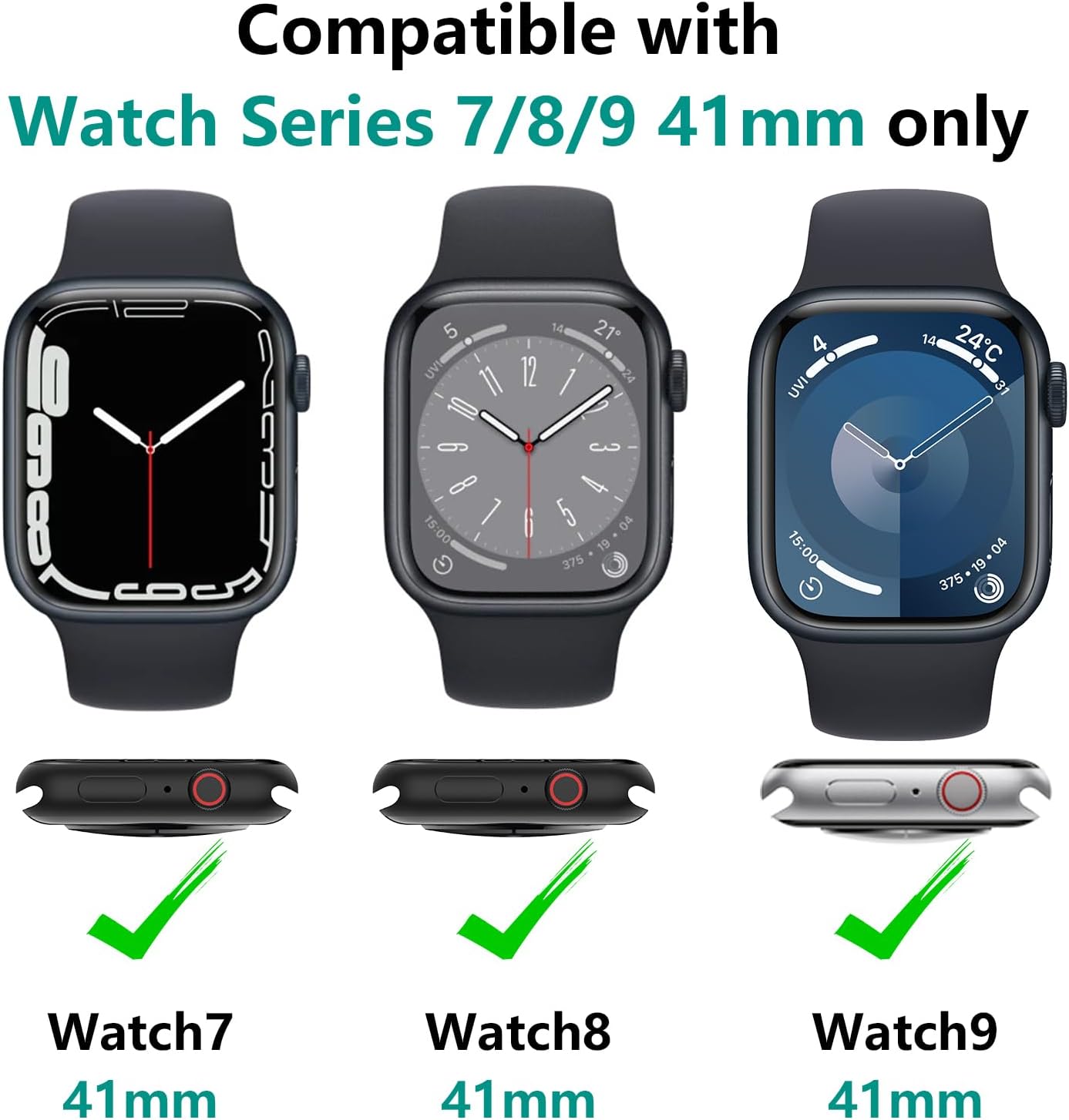 Thumbnail 1 de Bigqin 5-Pack Tempered Glass Screen Protectors for Apple Watch Series 9/8/7 (41mm) – Full-Cover, Anti-Scratch