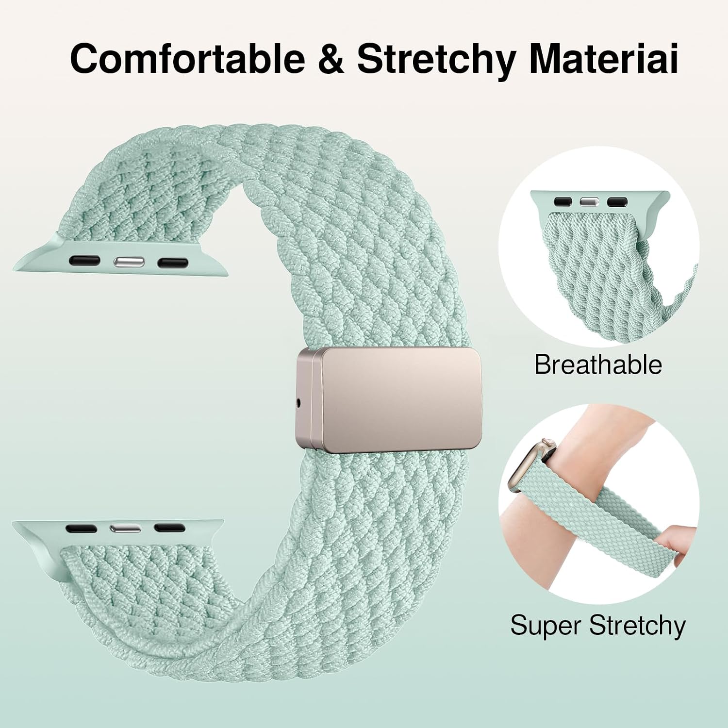 Detalle de Braided Apple Watch strap, secure magnetic