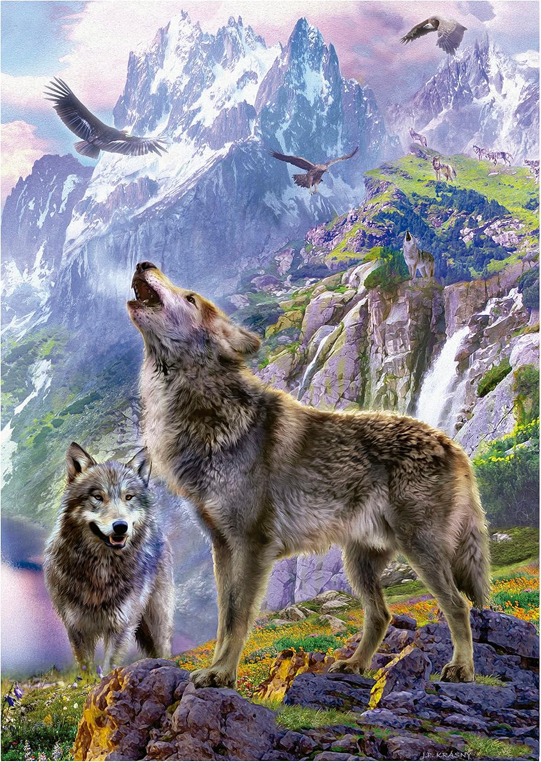 Thumbnail 1 de Puzzle Educa Loups sur Les Rochers 500 pièces (34 x 48 cm) dès 11 ans