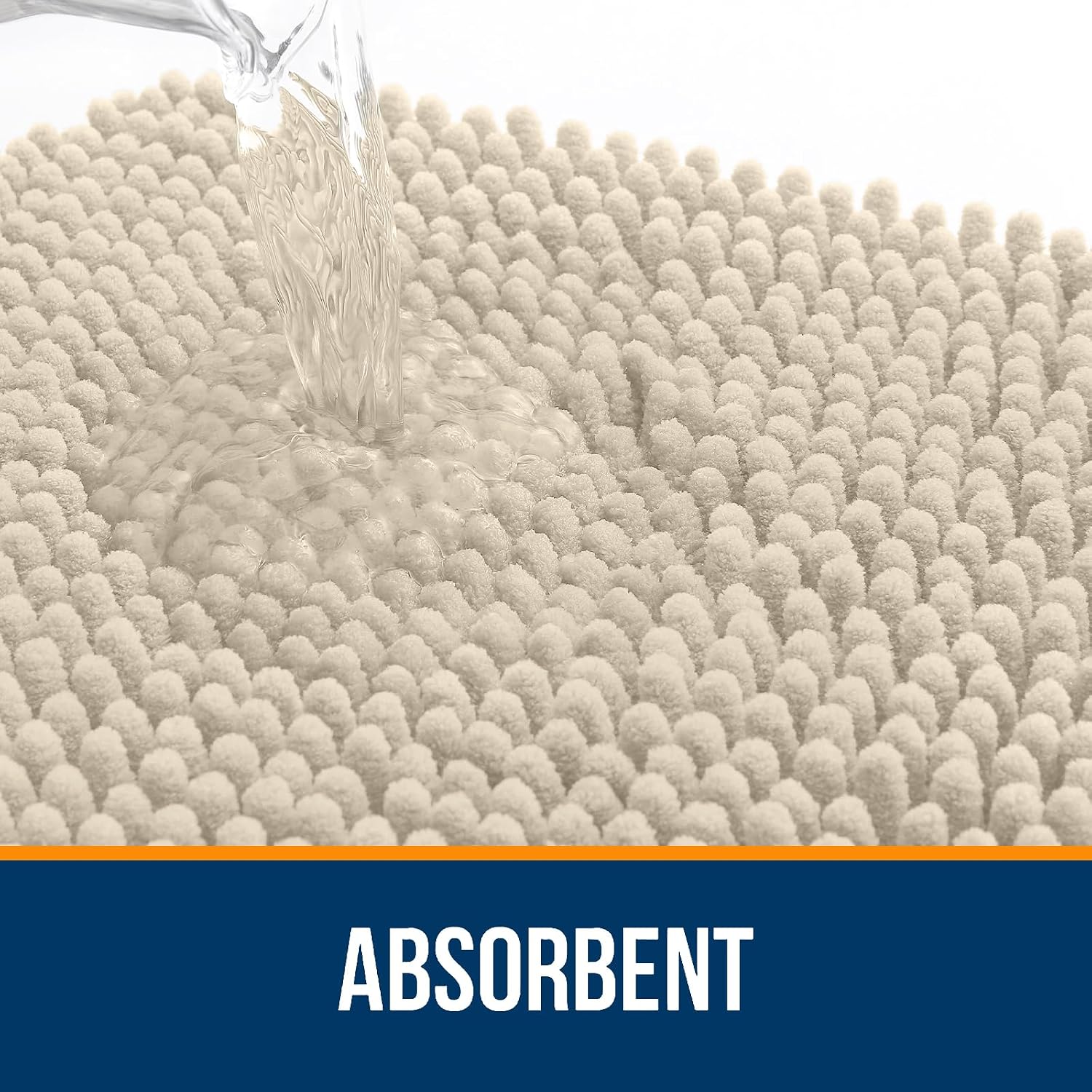 Detalle de OLANLY Large 70" x 46" Chenille Bath Rug, Sand, TPR Backing