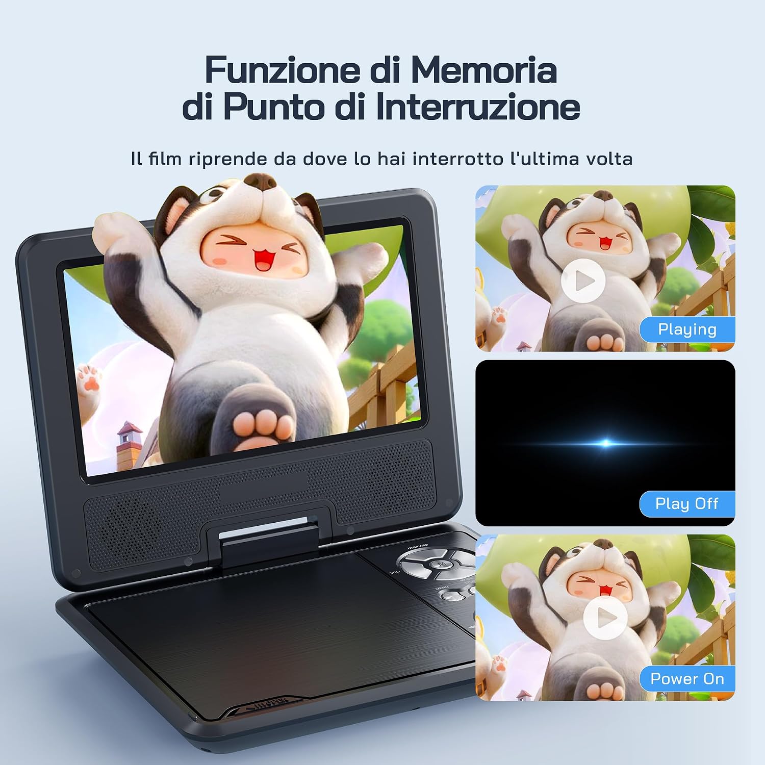 Thumbnail 5 de WOLFANG Lettore DVD portatile 9,5" per bambini con schermo girevole HD da 7,5" e batteria fino a 6 ore