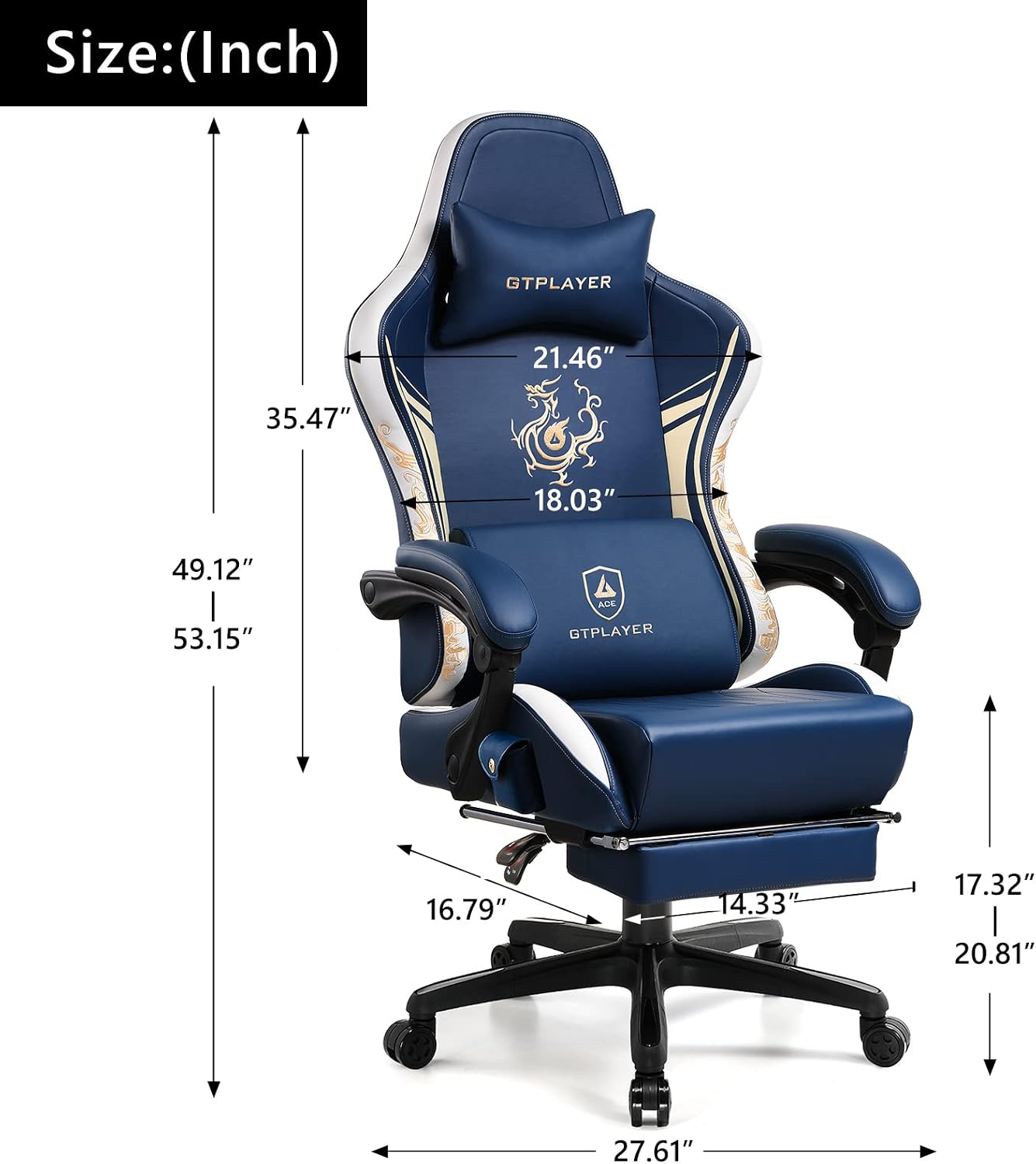 Detalle de GTPLAYER Dragon sedia gaming Bluetooth 150°