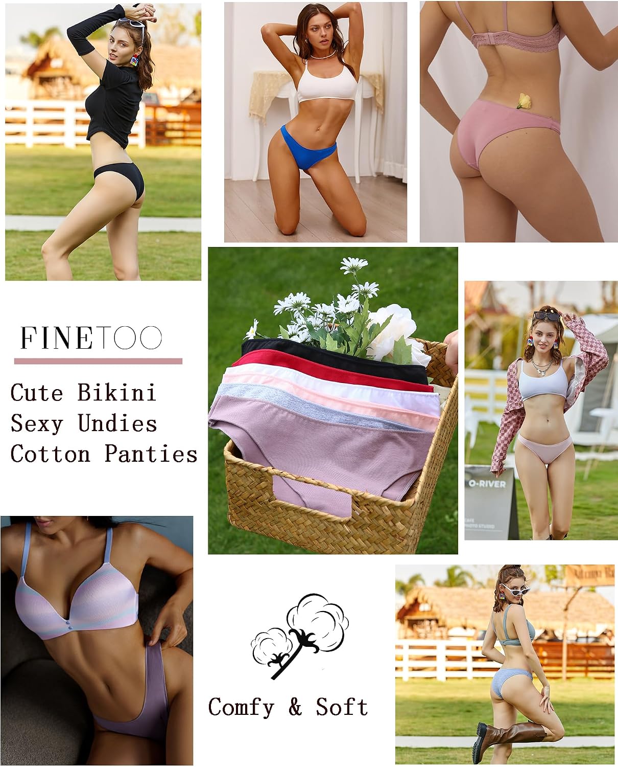 Thumbnail 1 de FINETOO 6-Pack Cotton Bikini Underwear