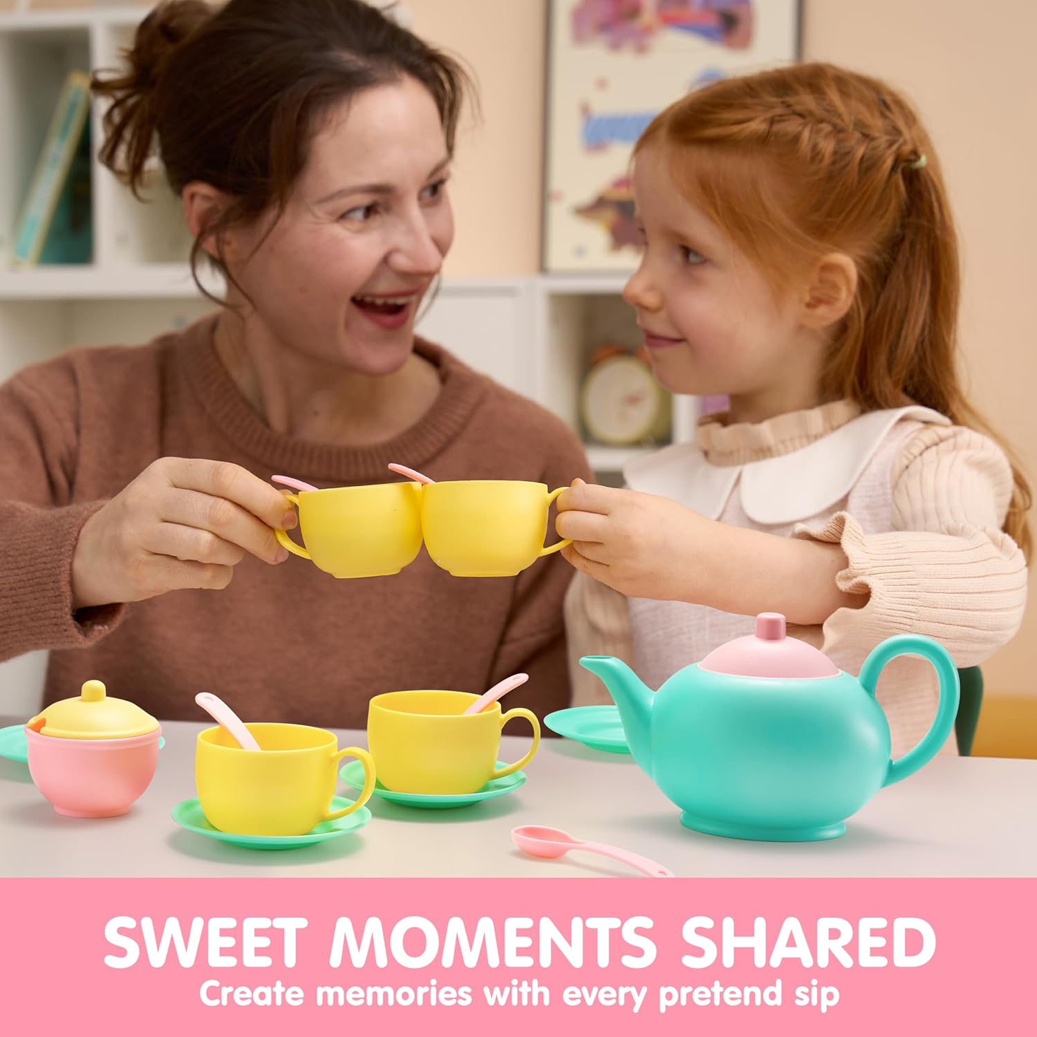 Detalle 2 de JOYIN Pretend Play Tea Party Set (18 pcs) BPA & PVC-free plastic tea set