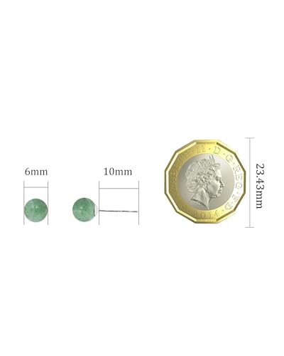 Thumbnail 6 de Weviway Jade Earrings Studs: 8mm Light Green Jade with 925 Sterling Silver