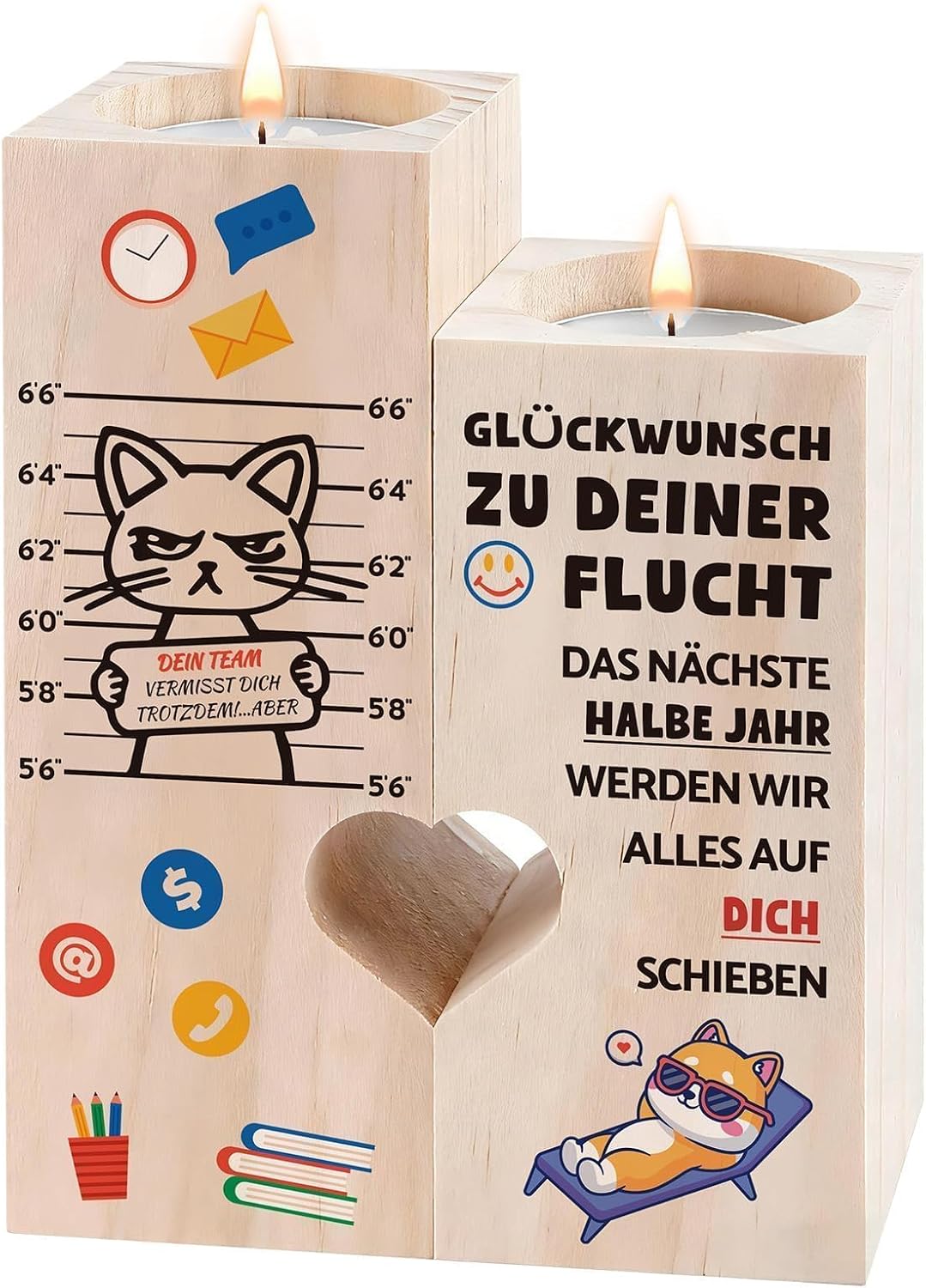 Detalle de Belillpipi Herzförmiger Holz-Kerzenhalter als Abschiedsgeschenk für Kollegen