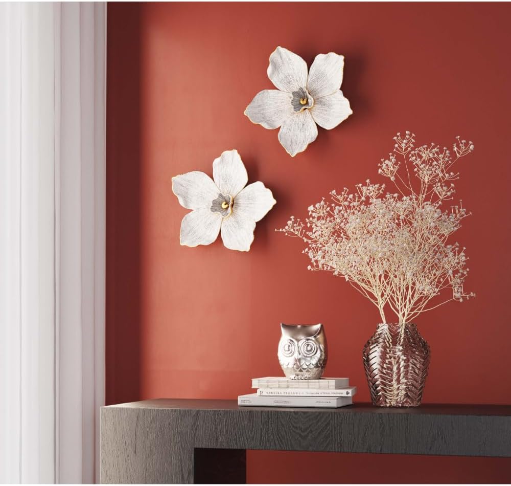 Detalle 2 de Kare Décoration murale Orchid Blanc/Or (motif fleur) en résine synthétique, format XL