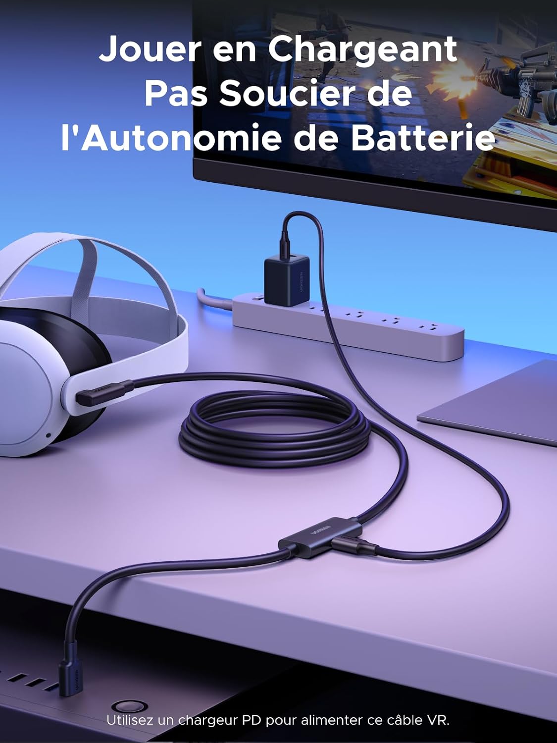 Detalle de UGREEN 5M Câble Link USB 3.0 VR – Transfert 5 Gbps, USB-C Luxe et Longueur 5 m