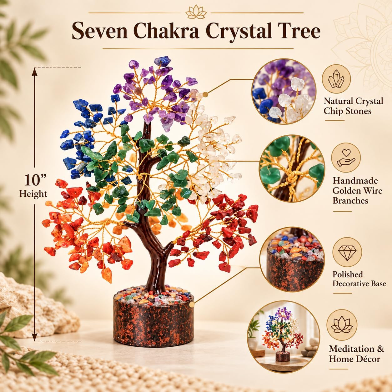 Detalle de YATSKIA 7 Chakra Crystal Tree 10-Inch
