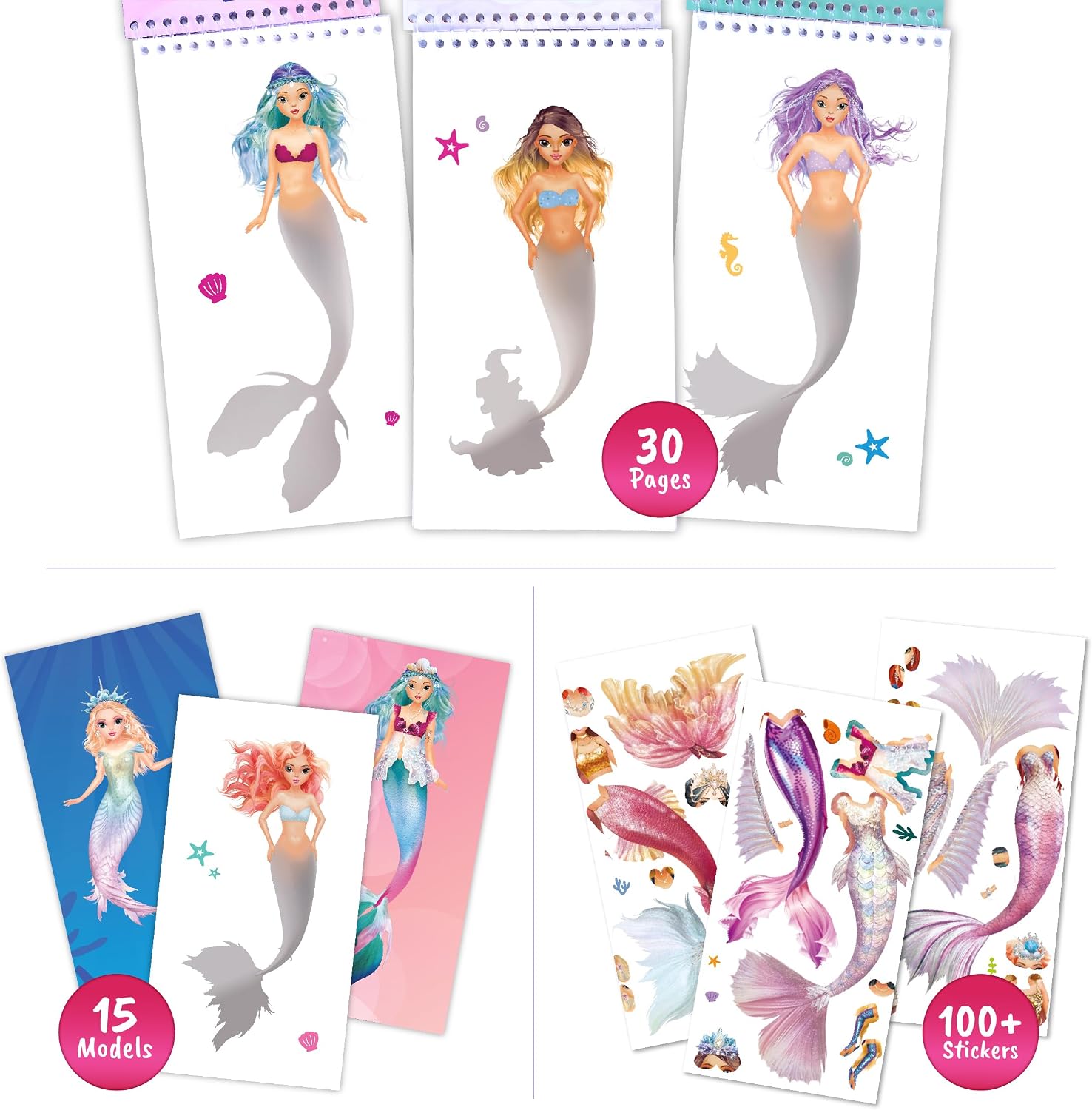 Detalle de BSCOOL A000116 Mermaid Sticker Activity Book with 100+ Stickers and Guided Styling