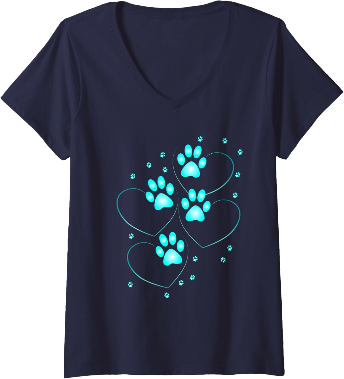 Thumbnail 4 de T-shirt Femme Cœurs Turquoise col V