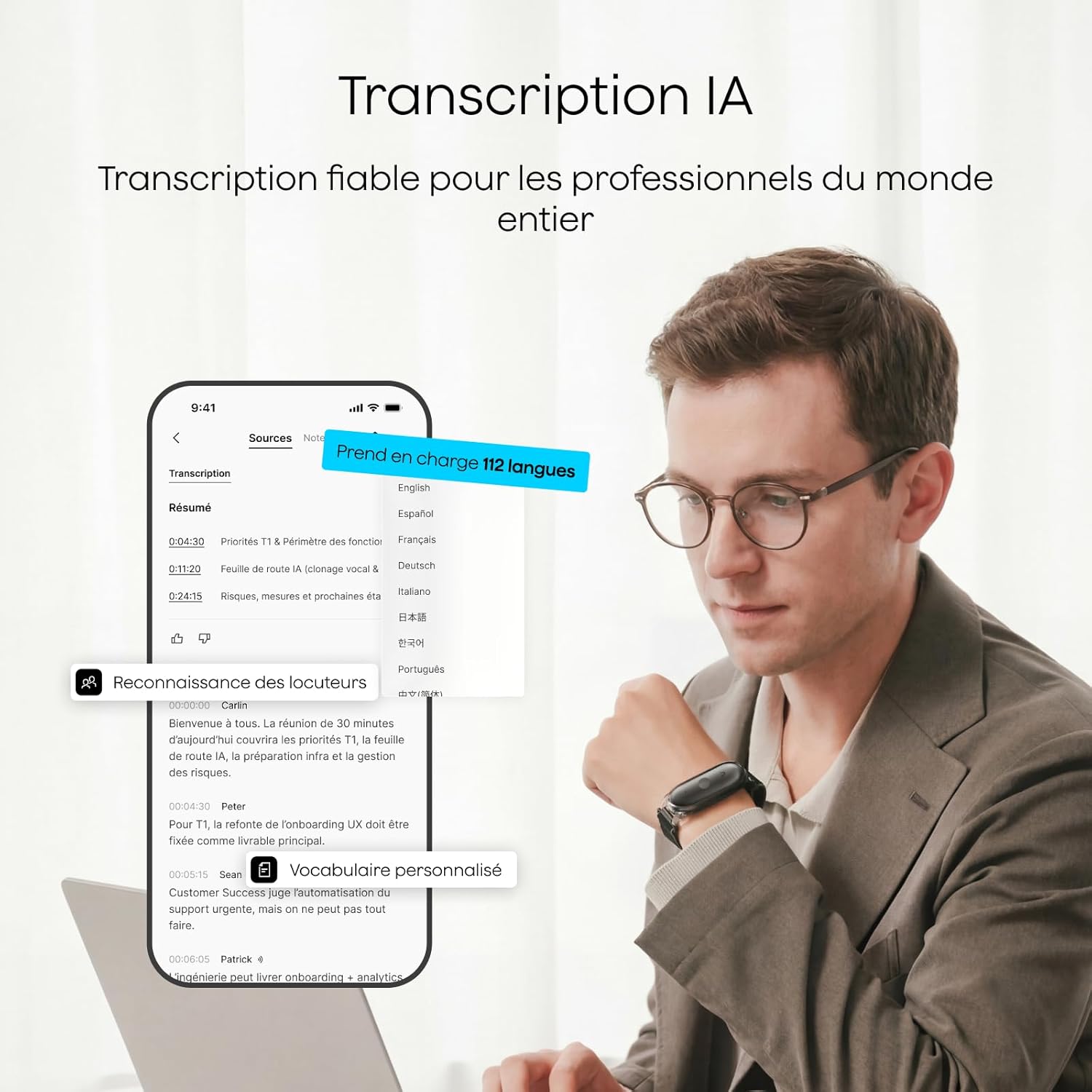 Thumbnail 5 de Plaud NotePin S — Enregistreur Vocal IA avec bouton tactile, transcription et résumés IA